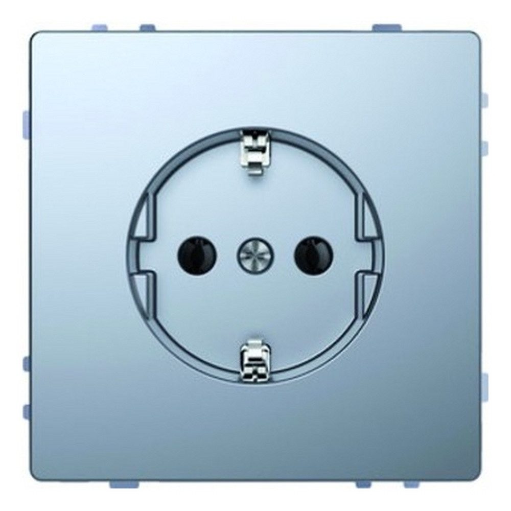 merten Unterputz-Steckdose, 1f edelstahl glänzend System Design IP20 Zentralplatte horizontal