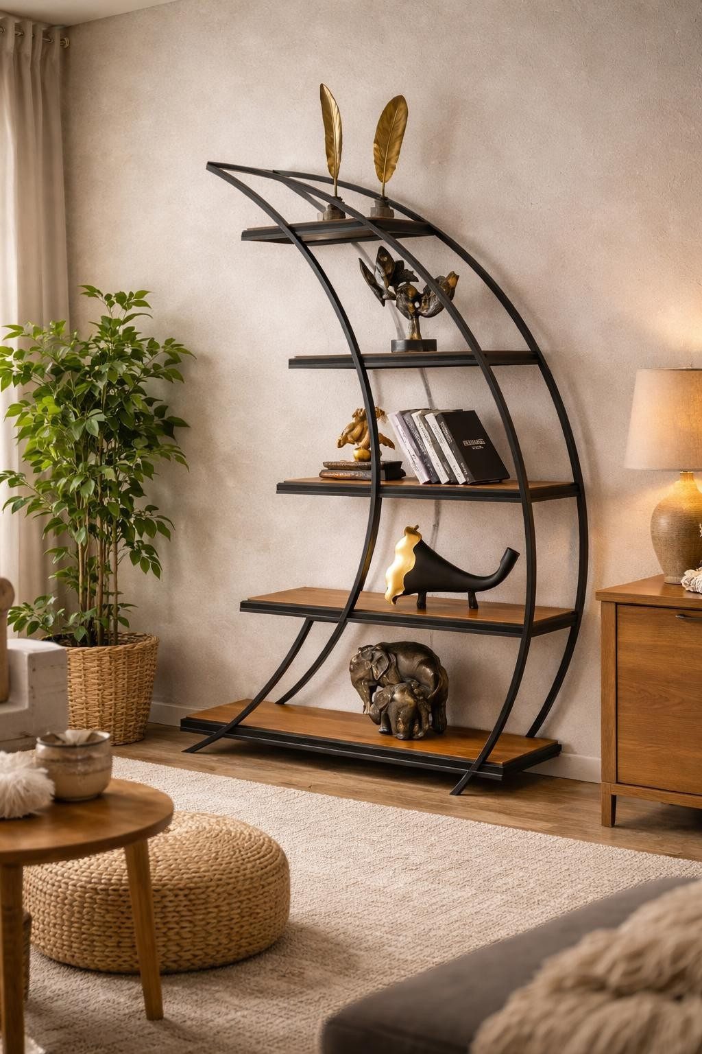JVmoebel Bücherwand Regal Schwarz Standregal Rund Komfort Neu Büro Wohnzimmer Schwarz, Made in Europa