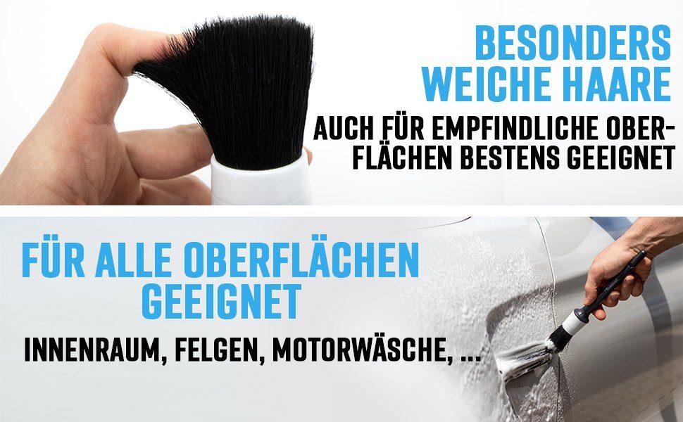 Cleaneed Autowaschbürste Detailing Pinsel Set - Schonende & einfache Reinigung, Auto, Felgen, Alufelgen, Innenraum, Motorrad, Felgenbürste, (5-tlg), Universal einsetzbar und Oberflächenschonend