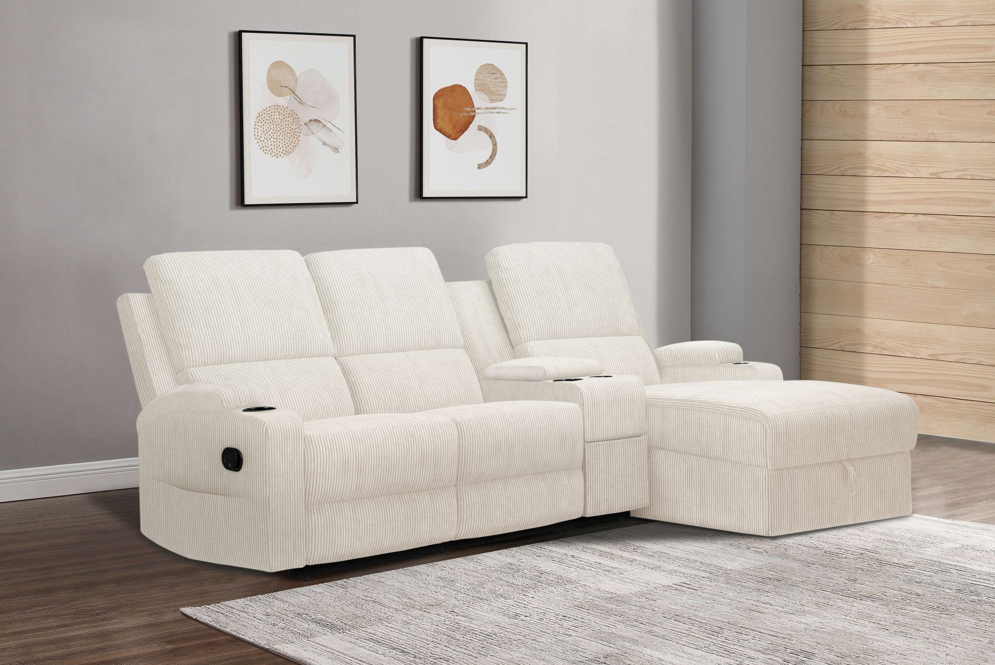 Home affaire Ecksofa NAPORI Multimediasofa, 3er Kinosessel XXL, L-Form, Cord, Kinosofa mit Relaxfunktion, Getränkehalter, Staufach und Staukasten