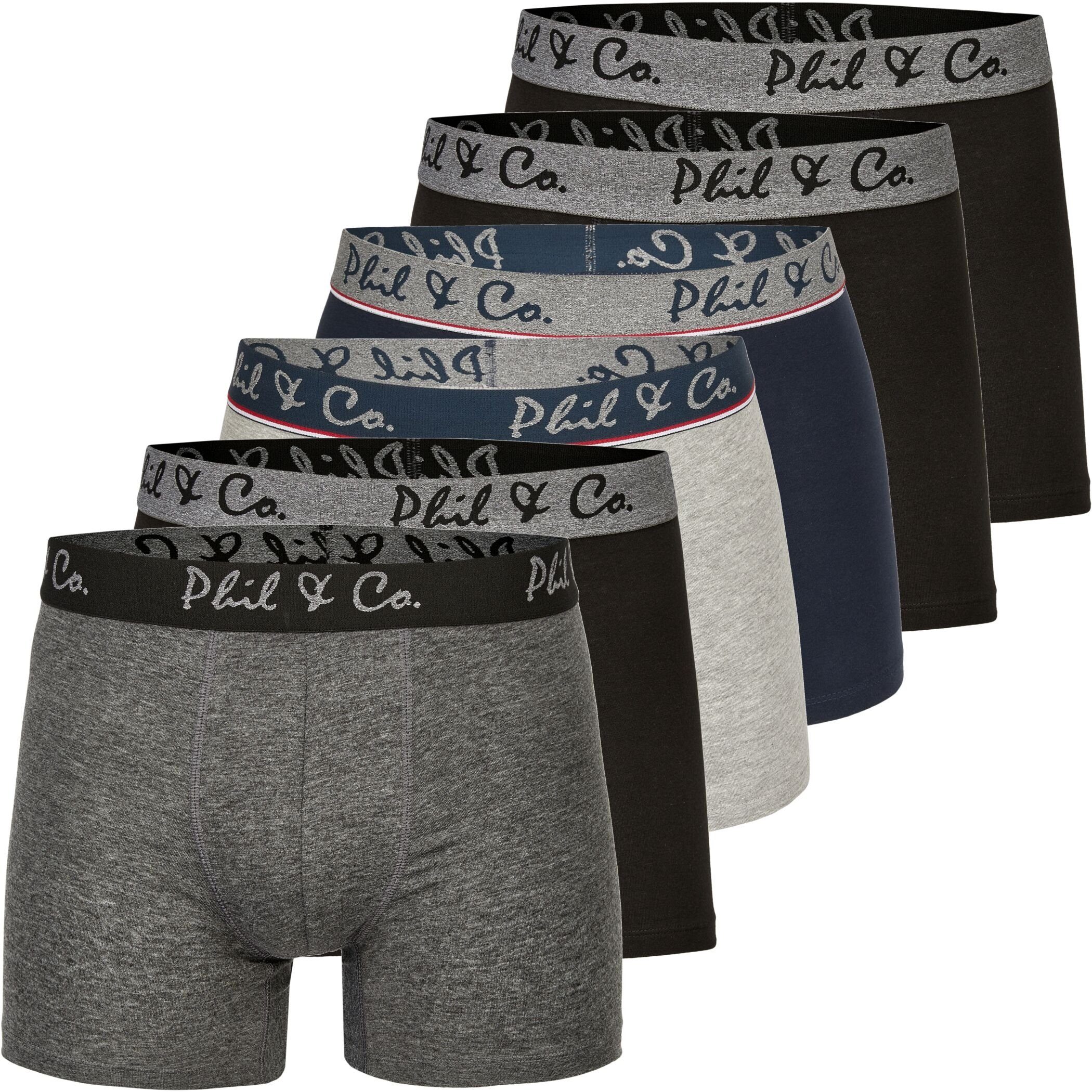 Phil & Co. Boxershorts 6er Pack Phil & Co Berlin Jersey Boxershorts Trunk Short Pant FARBWAHL (1-St) DESIGN 03