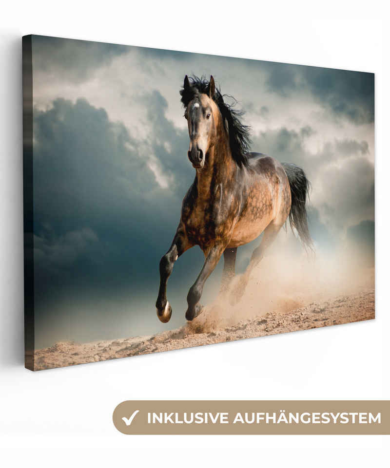 OneMillionCanvasses® Leinwandbild Pferd - Tiere - Braun - Natur, Natur - Pferd (1 St), Leinwand Bilder Klein, Wand Dekoration 30x20 cm