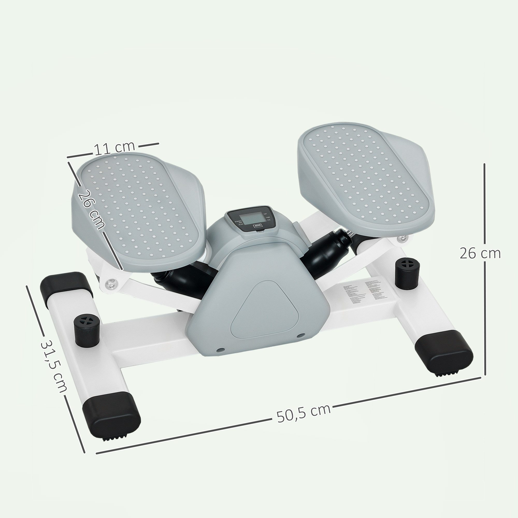SPORTNOW Stepper mit LCD-Display, rutschfesten Pedale (Up-Down Stepper, 1-tlg., Mini-Stepper für Zuhause), bis 100 kg, für Beintraining, Home Office Fitness Exercise, Grau