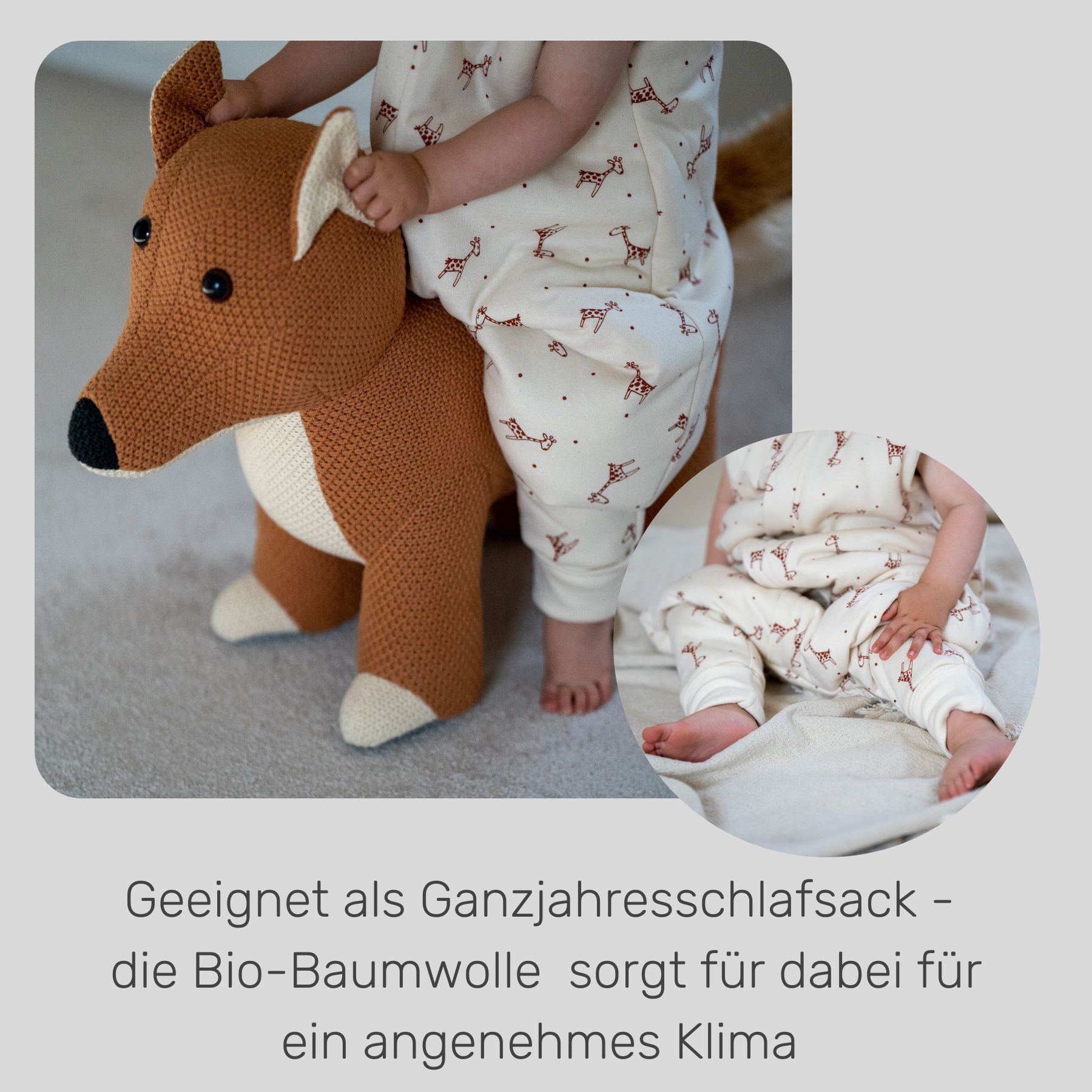 HOBEA-Germany Babyschlafsack aus Biobaumwolle Füßen Schafe mit verschieden mit Farben, Beinen Füßen Beige und Designs und in