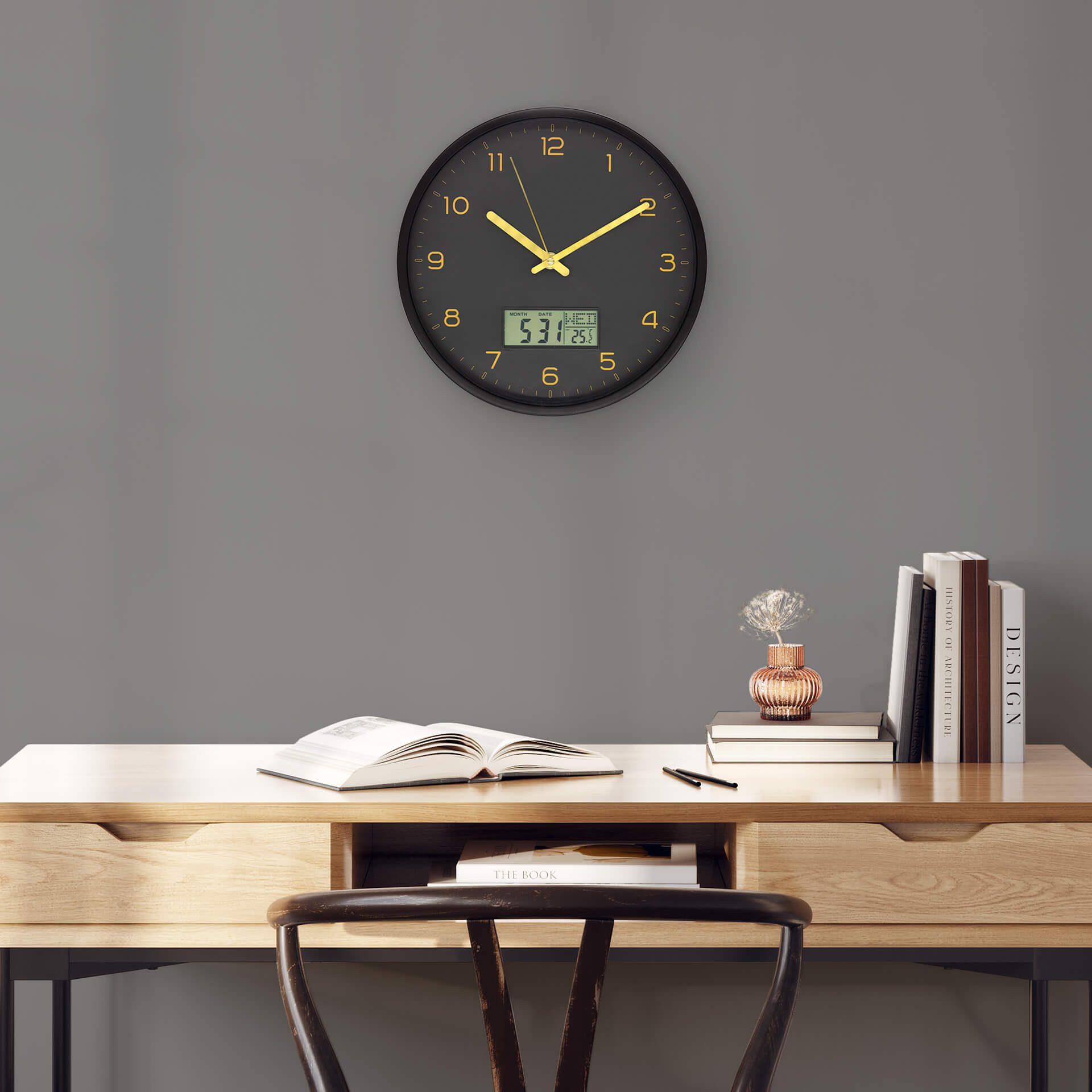 K&L Wall Art Wanduhr Analog Digital Wanduhr mit Wochentag Datumsfunktion (T günstig online kaufen