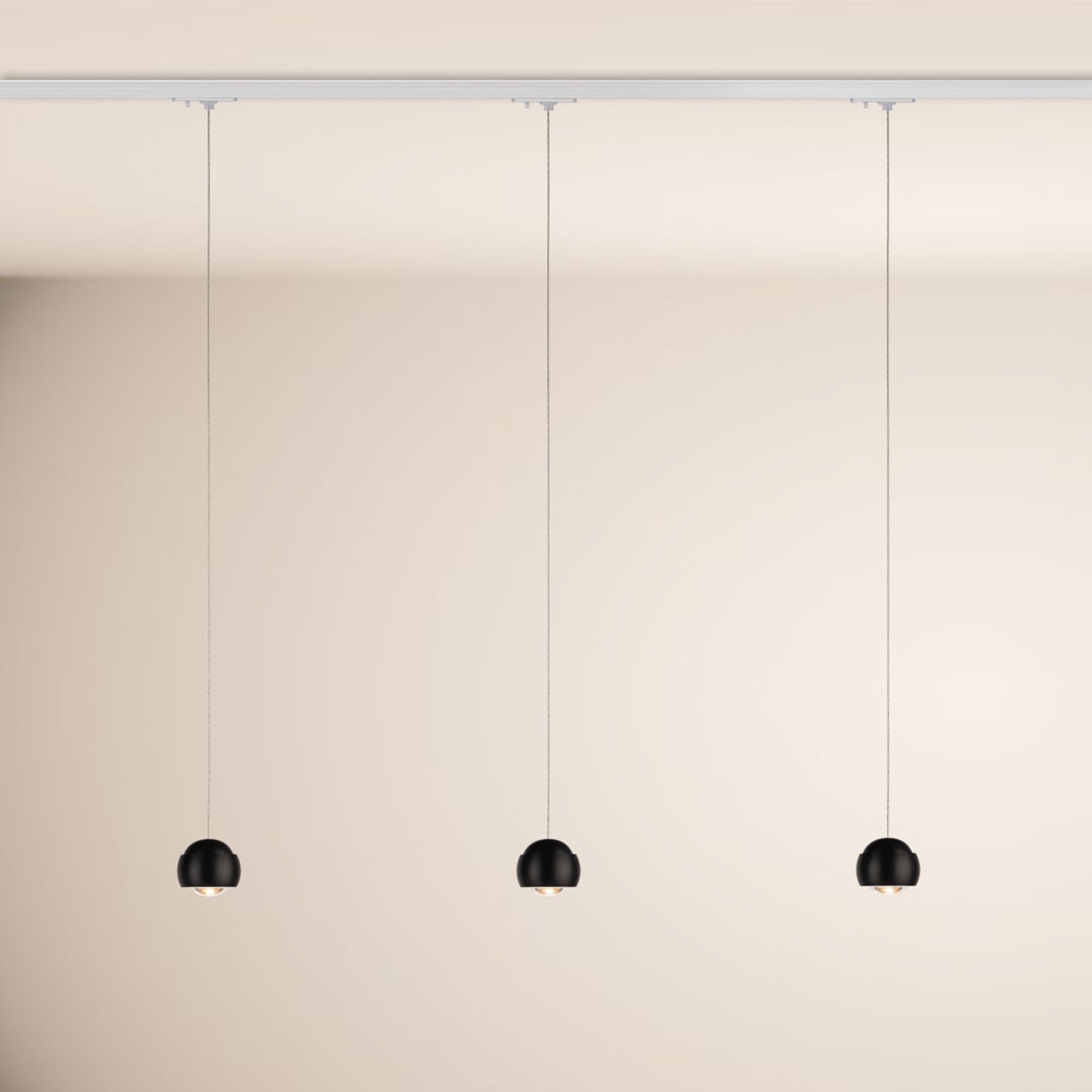 Pendelleuchte Beam LED 1-Phase-Schiene 200cm Esszimmerlampe Endeinspeiser Schwarz