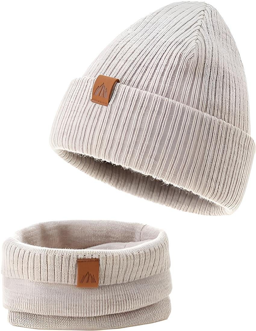 Atmungsaktiv, Eleganz & Acryl-Design, Diyarts Beige für Kinder) Baby-Set, Doppellagiges 2-St., Leicht Kleine, (Vielseitiges Wintermütze Beanie Kuschelige Kindermütze,