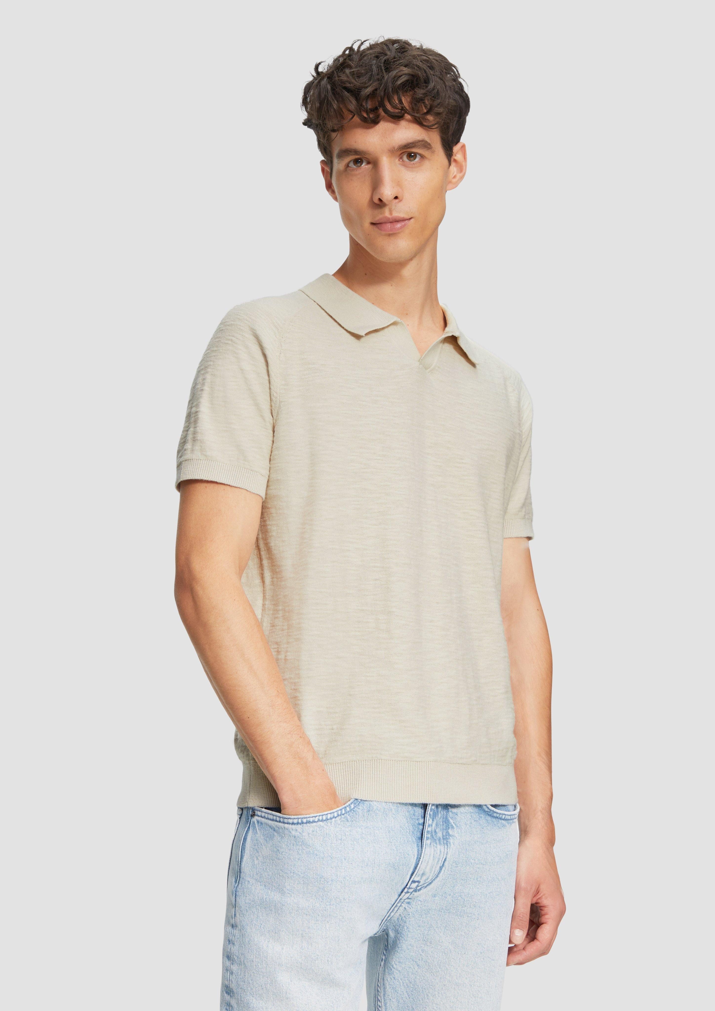 s.Oliver Strickpullover Gestricktes Poloshirt mit Flammgarnstruktur günstig online kaufen