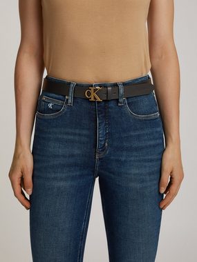 Calvin Klein Jeans Ledergürtel ROUND MONO PLAQUE LTHR BELT 30MM mit Calvin Klein Jeans Markenlabel als Schließe