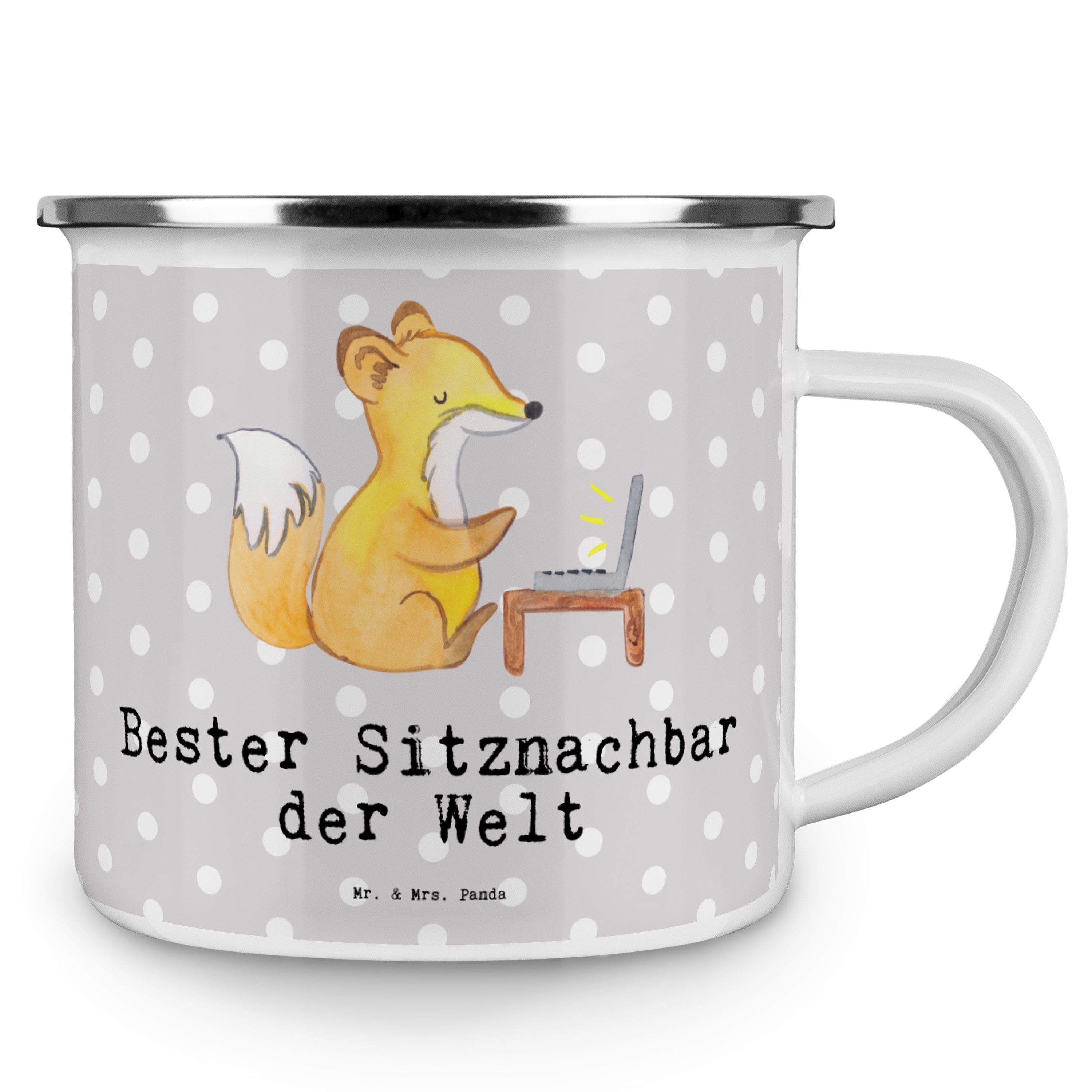 Fuchs Sitznachbar Blechtas, Mrs. Geschenk, - Bester & Welt der Becher Pastell Emaille - Grau Mr. Panda
