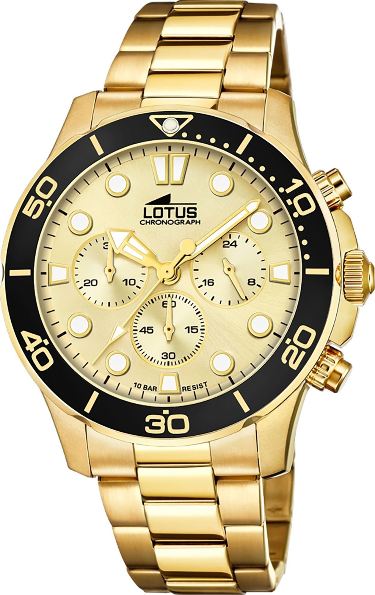 Lotus Quarzuhr Lotus Herren Armbanduhr Krohno 18758/2, (Chronograph), Herrenuhr rund, (ca. 45mm), Edelstahl, Edelstahlarmband, Fashion-Style
