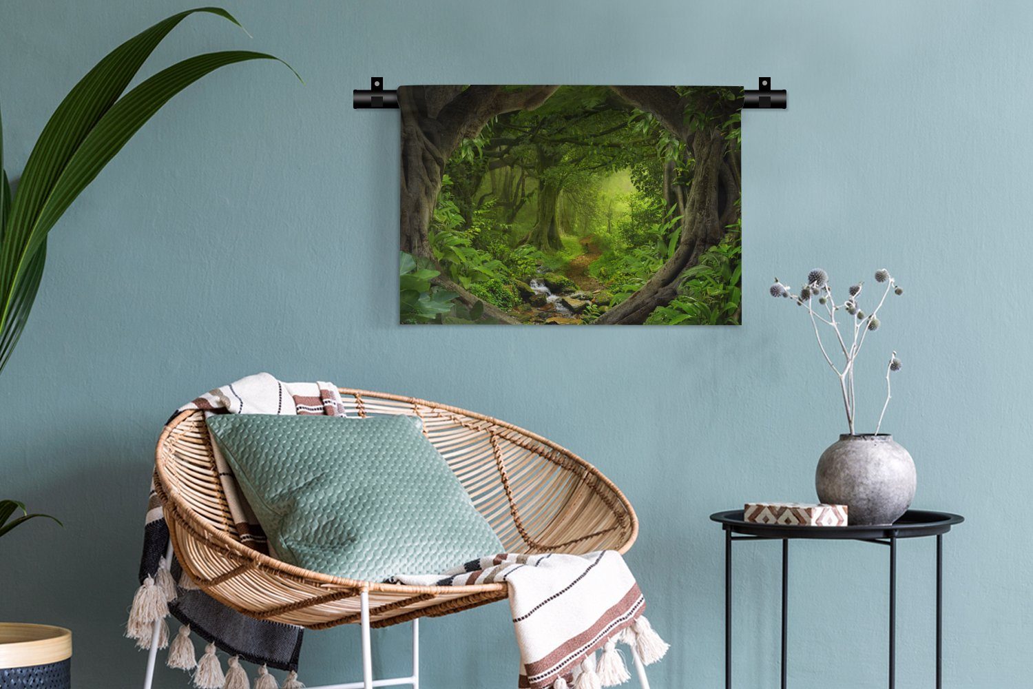 für Tropisch MuchoWow Kleid, Wanddekoobjekt Wandbehang, - - Pflanzen, Kinderzimmer Schlafzimmer, Dschungel Wohnzimmer, - Natur Wanddeko - Grün