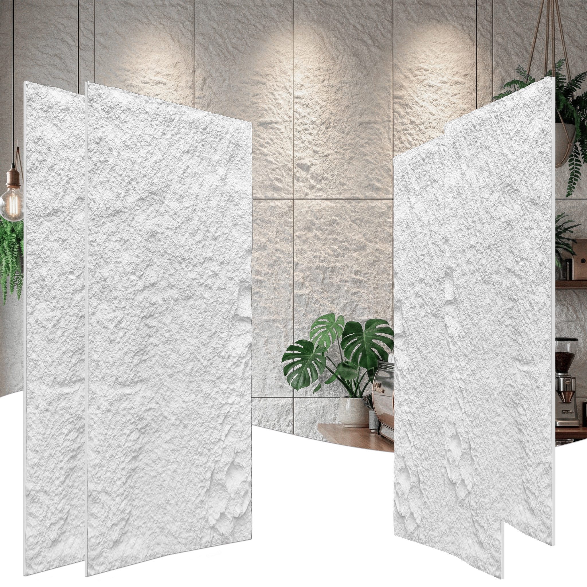 FIVMEN 3D Wandpaneel 120x60 cm Steinoptik Polystyrol 3cm dick Leichte Deckenpaneele, (4-tlg) für Wohnzimmer Küche Bad Schlafzimmer, 2 Stück/3 Stück