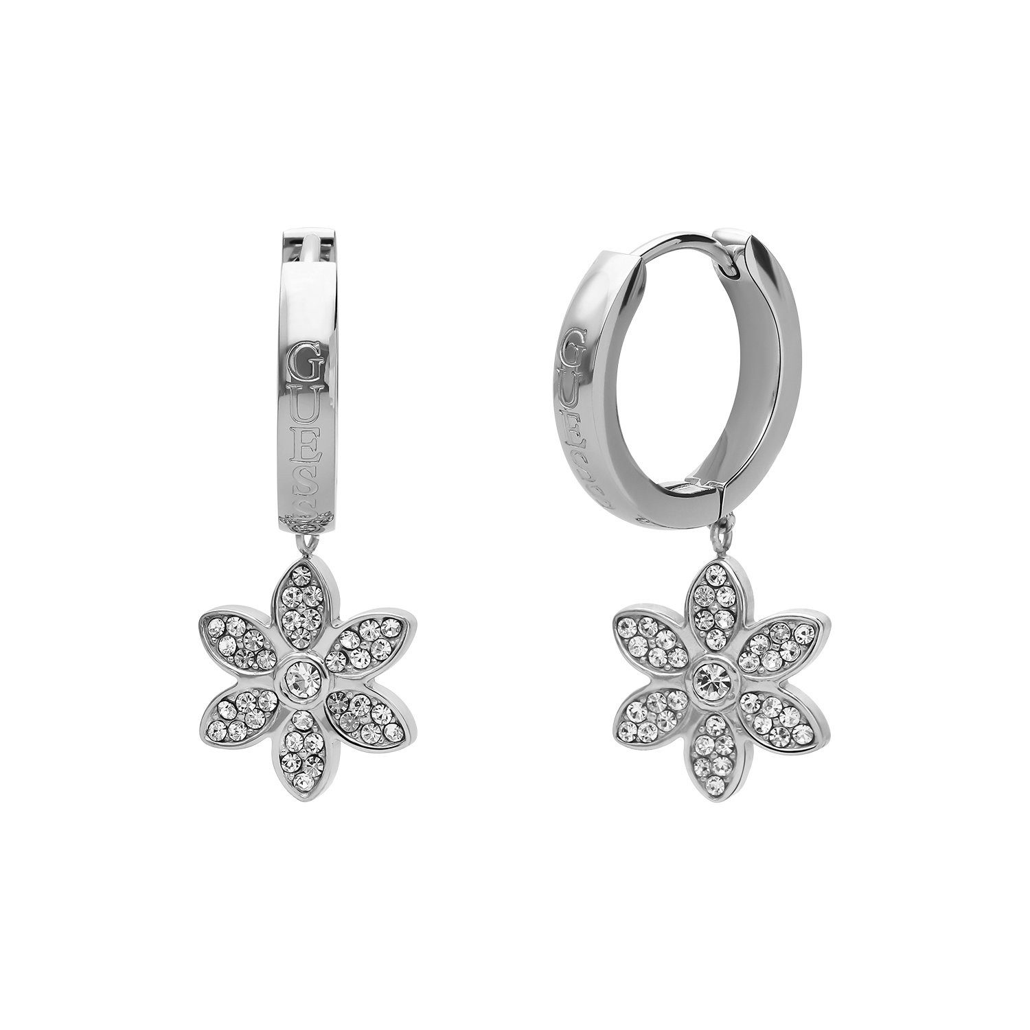 Guess Paar Creolen Ohrring - Stahl - Silber - Zirkonia - Damen