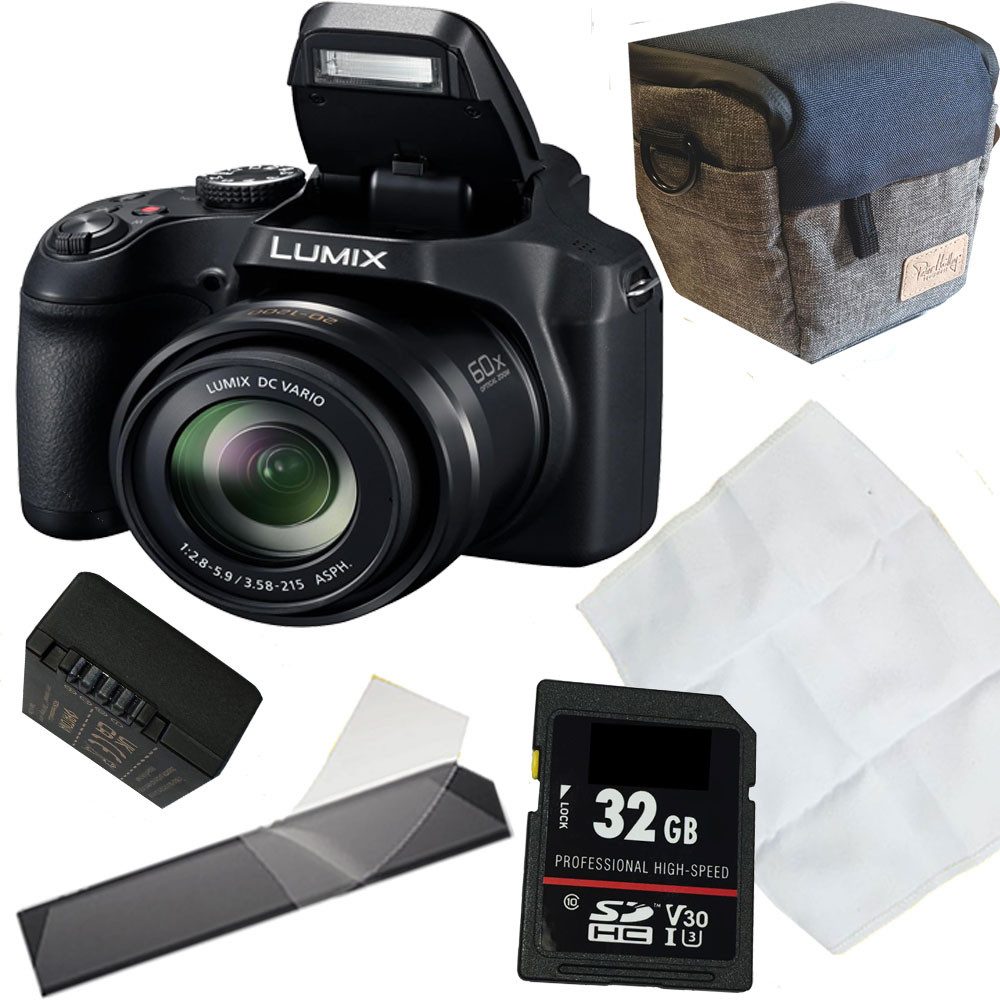 Panasonic DC-FZ82D schwarz Digitalkamera Großes Set Angebot Systemkamera (inkl. Tasche,Karte,Mikrofasertuch,Displayfolie)