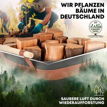 OAKAGE Kaminholzkorb Holzkorb für Kaminholz Groß aus veganem Leder Feuerholzkorb Kaminkorb (Set, 1 x Holzkorb + 1 x Zündholzkorb)