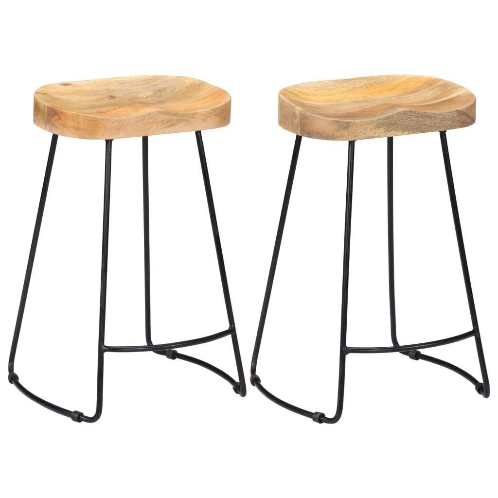 vidaXL Barhocker aus Stahl + Mangoholz in Braun und Schwarz (LxBxH: 40x45x62 cm)