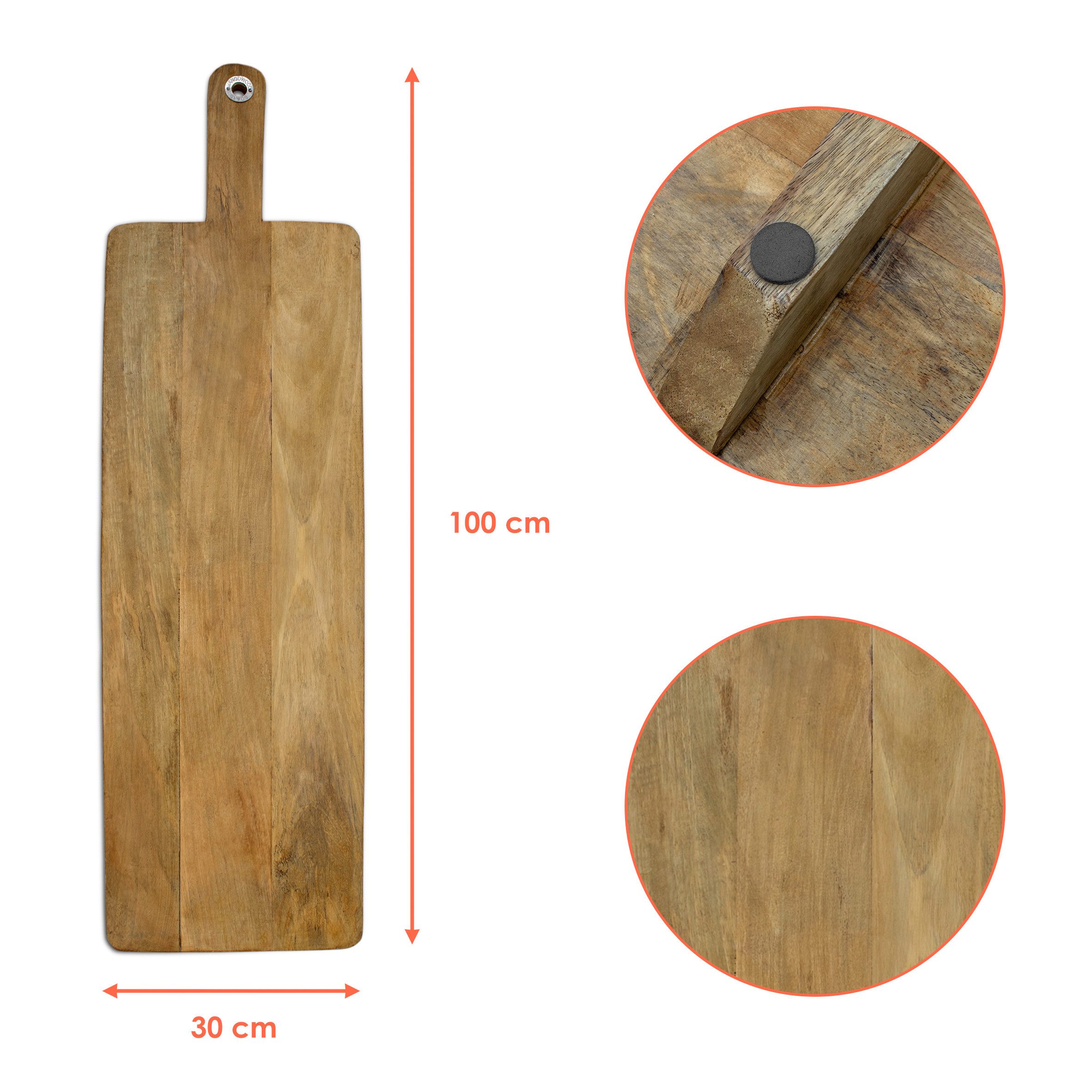 Spetebo Servierbrett XXL Mango Tapasbrett natur mit Griff, Holz, (Artikel, 1-St., Holzbrett), Standfüße mit Antirutsch-Pads – Bild 2 von 5
