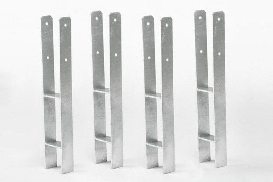 Gartenpirat H-Pfostenanker 4er-Set H-Anker 600x121x6 mm Stahl Pfostenanker für Pfosten 12x12 cm, Pfostenanker für Zäune, Pergolen, Carport, Stelzenhaus oder Spielturm