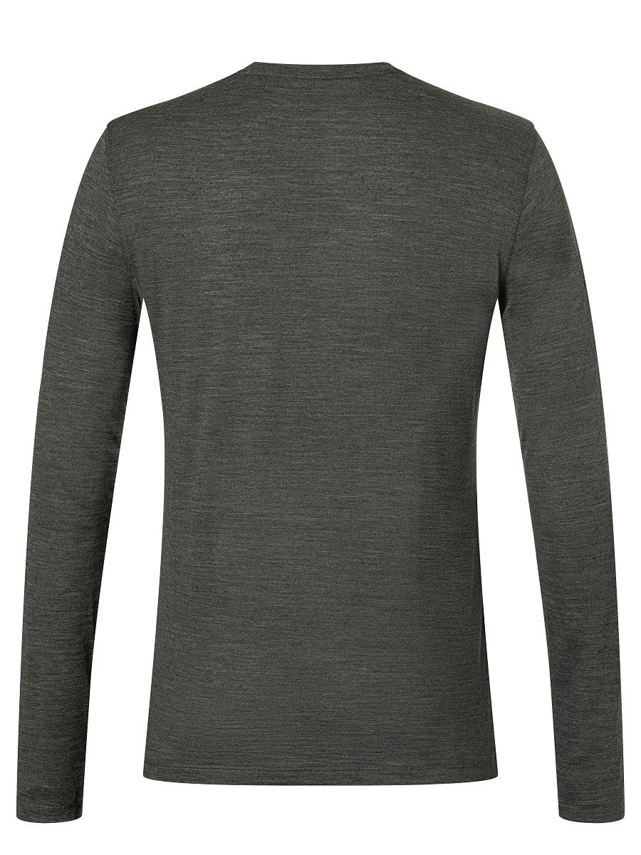 Merino LS Melange/Jet Longsleeve bequemer Black SUPER.NATURAL LOGO Pirate Langarmshirt M Merino-Materialmix Grey