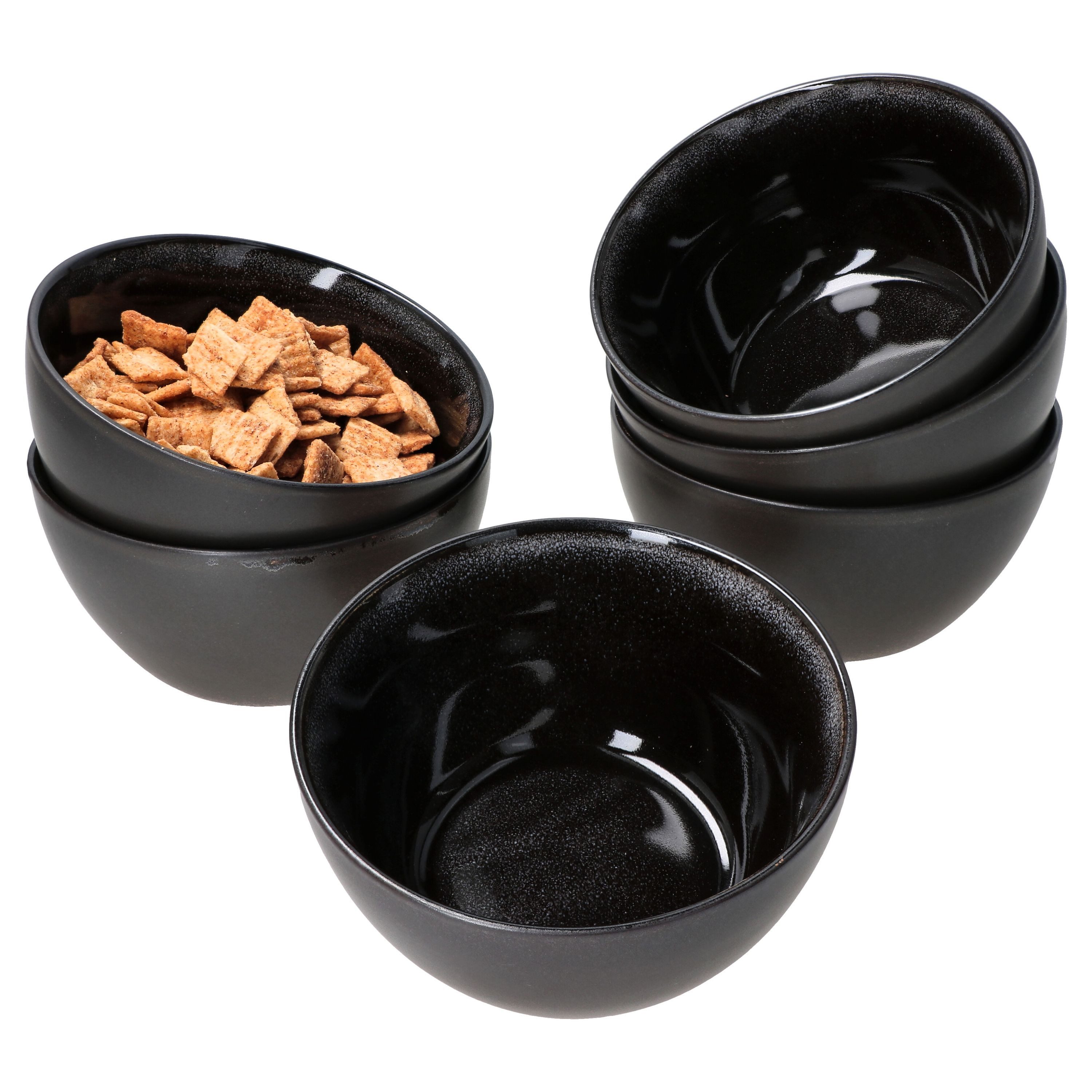 MamboCat Müslischale 6er Set Schale Reactive Glaze Grey Black 13,7cm - 24321860, Steingut