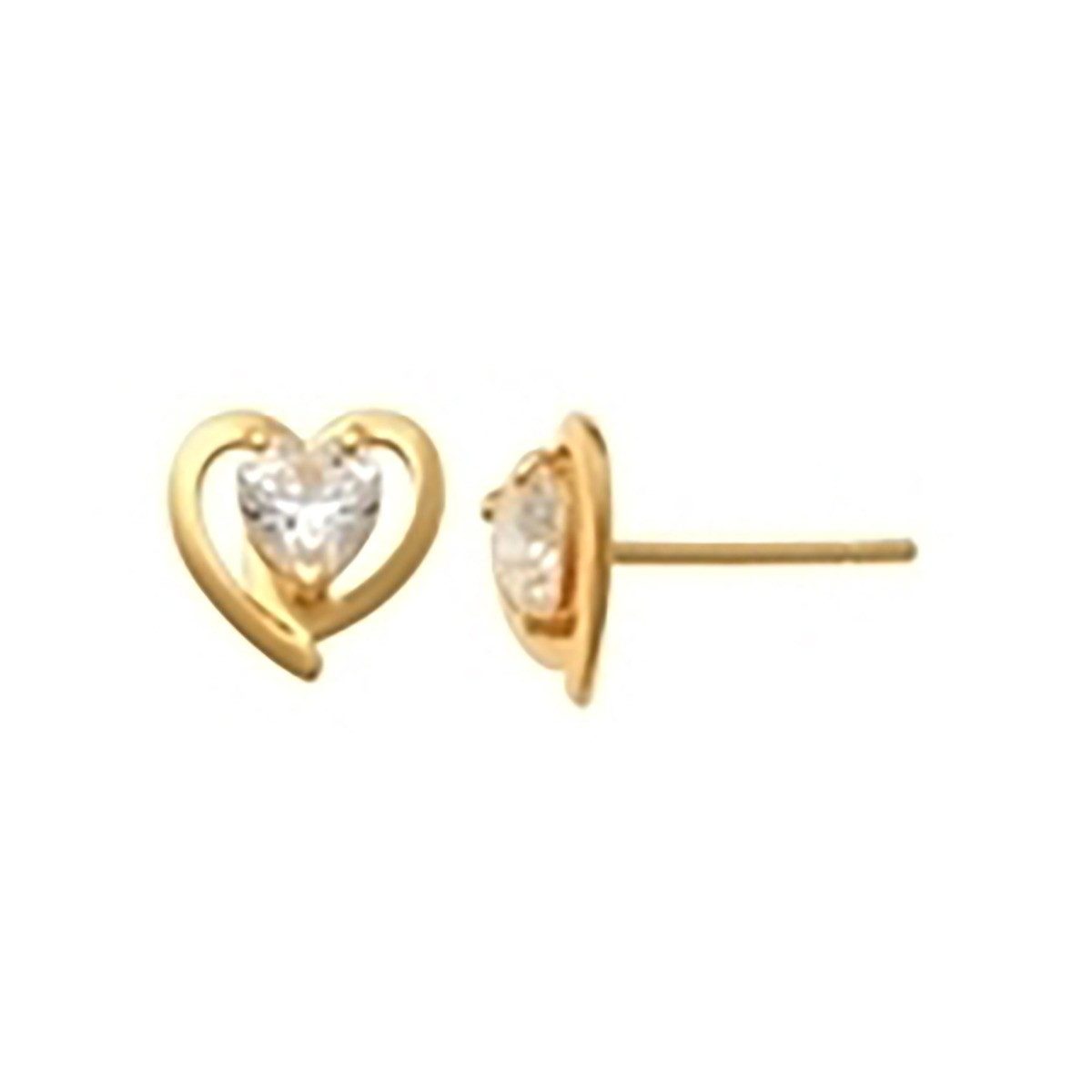 Paar Ohrstecker Ohrstecker Damen Fine Herz Zirkonia 585 Gelbgold XG14K4209G