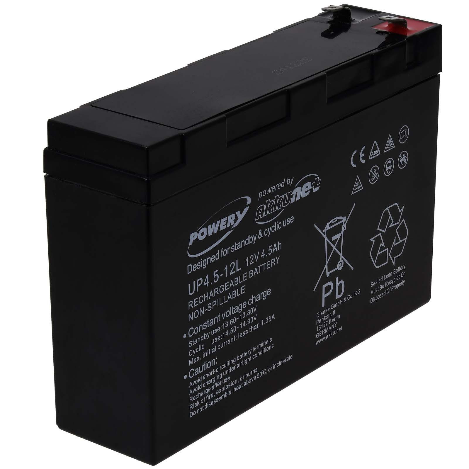 Powery Bleiakku FP1245B kompatibel mit Panasonic UP-VW1220P1 Bleiakkus 4500 mAh (12 V)