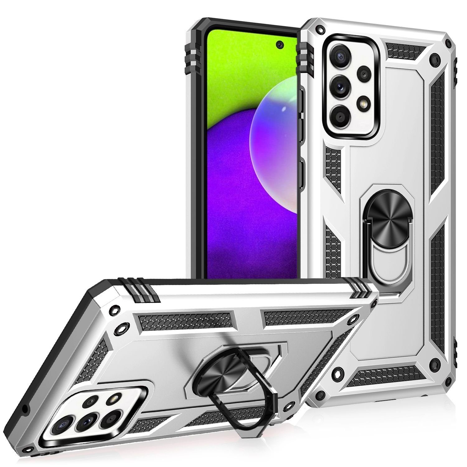 Nalia Smartphone-Hülle Samsung Galaxy A52 Samsung Galaxy A52 5G Samsung Galaxy A52s 5G, Outdoor Military Style Hülle mit Ring / Extrem Schützend / Panzer Case