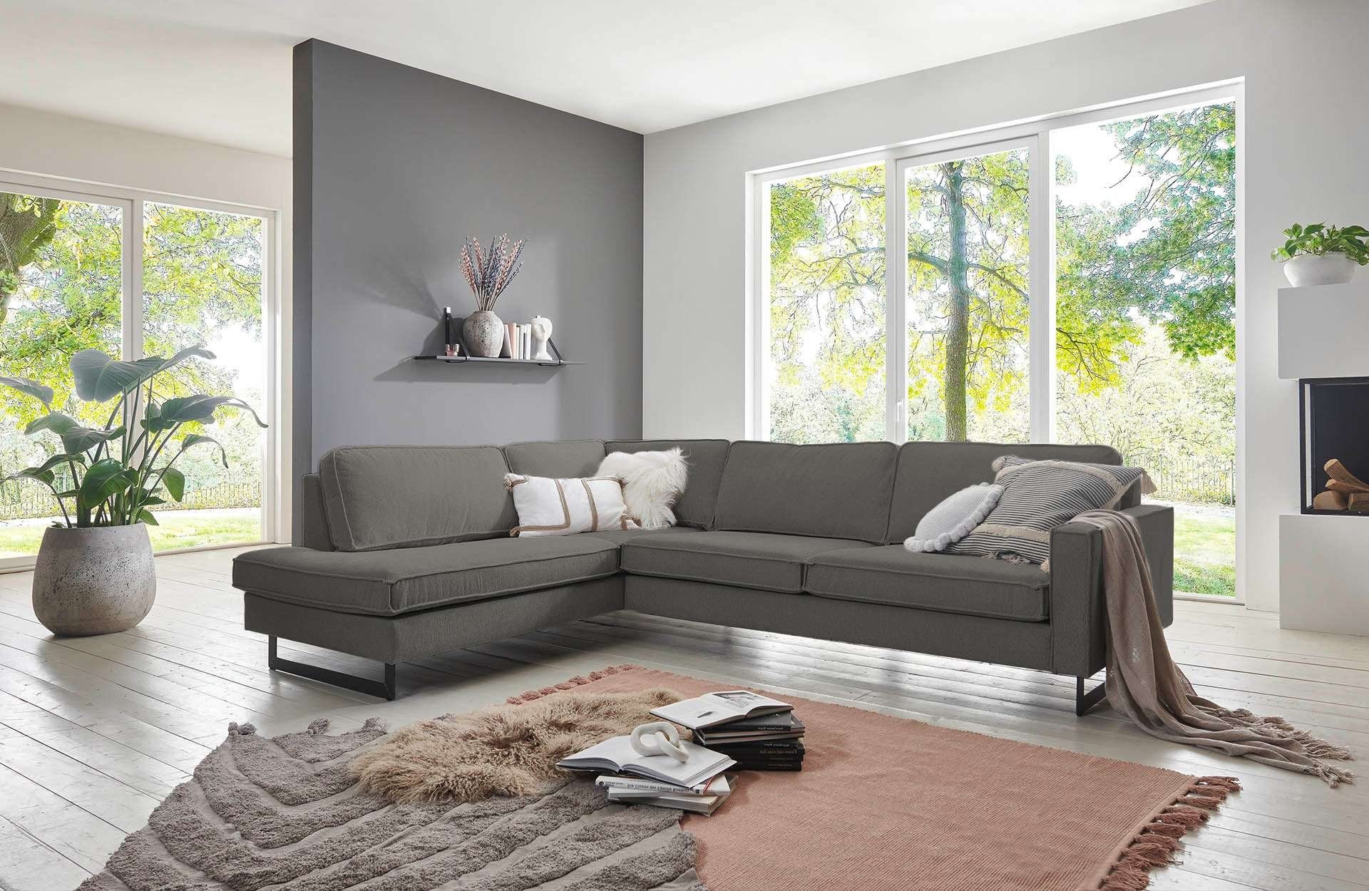 Places of Style Ecksofa "Pinto, 290 cm, Cord, Chenille, Lederoptik, Ottoman günstig online kaufen