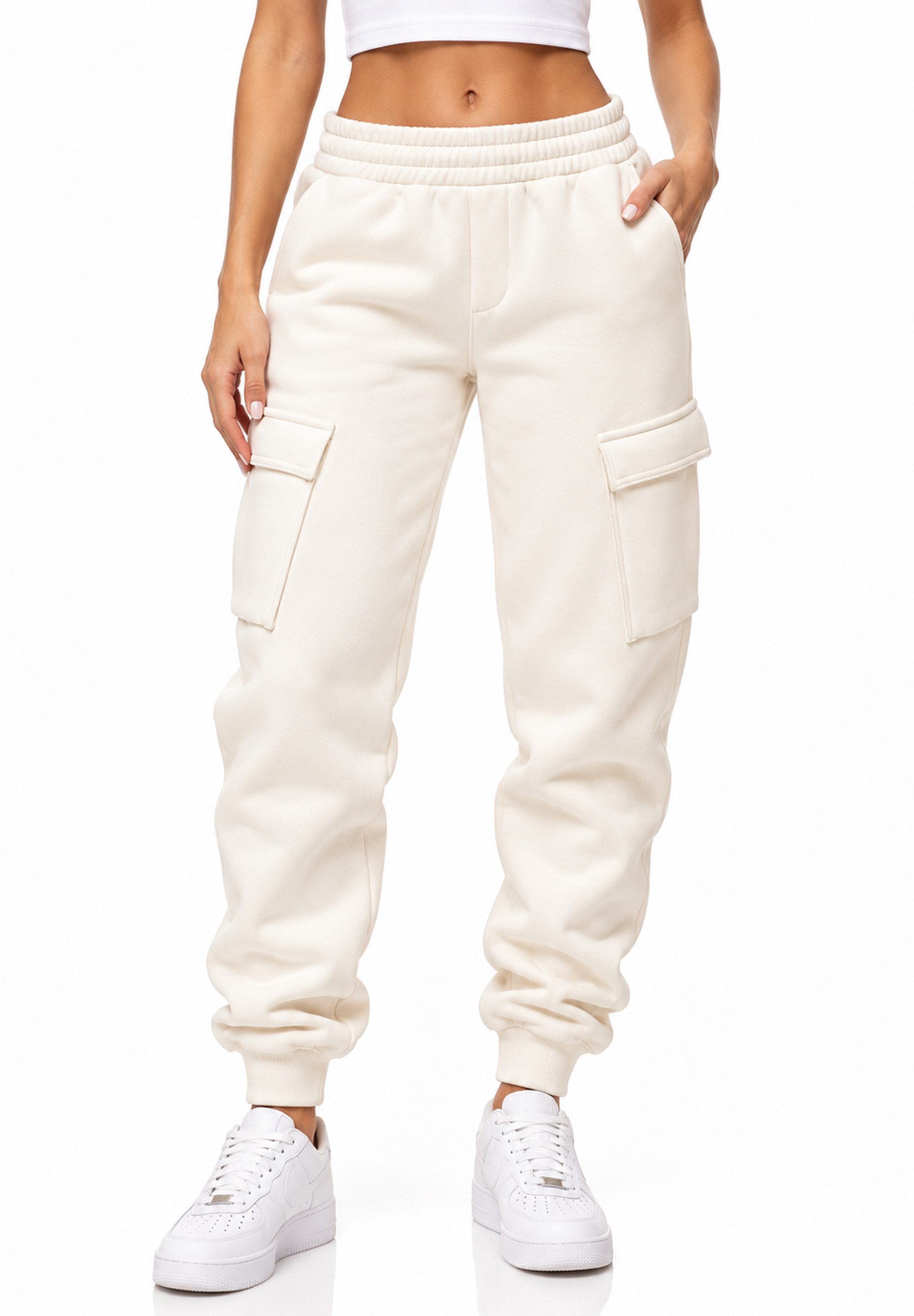 DAILY COTTON Jogginghose als Cargohose - Lange Trainingshose Sweatpants Herren Freizeithose mit Bündchen aus Baumwolle im Regular-Fit