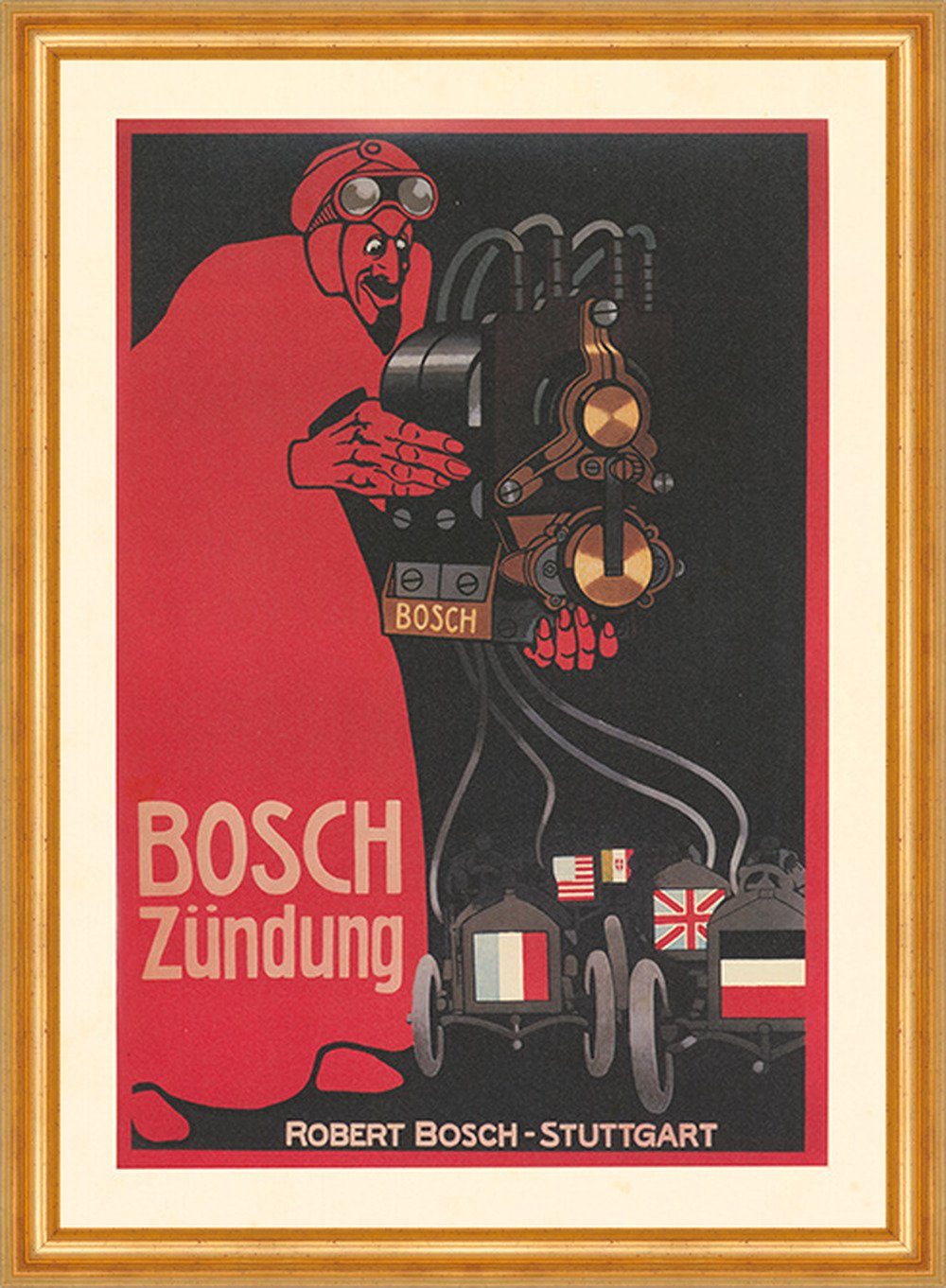 Kunstdruck Bosch Zündung Stuttgart Automobil Motor Werbung 033 Gerahmt