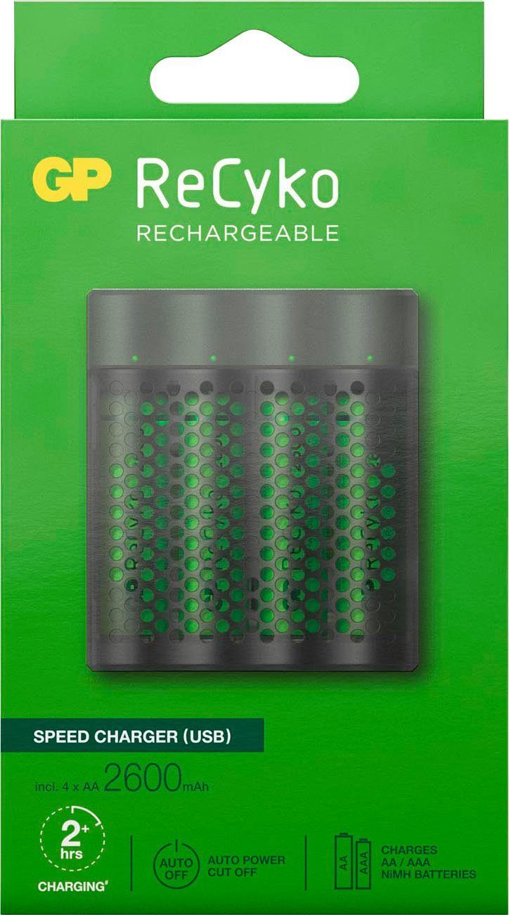 GP Batteries ReCyko Speed M451 4-fach NiMH mit 4 x AA 2600 mAh NiMH-Batterien Batterie-Ladegerät