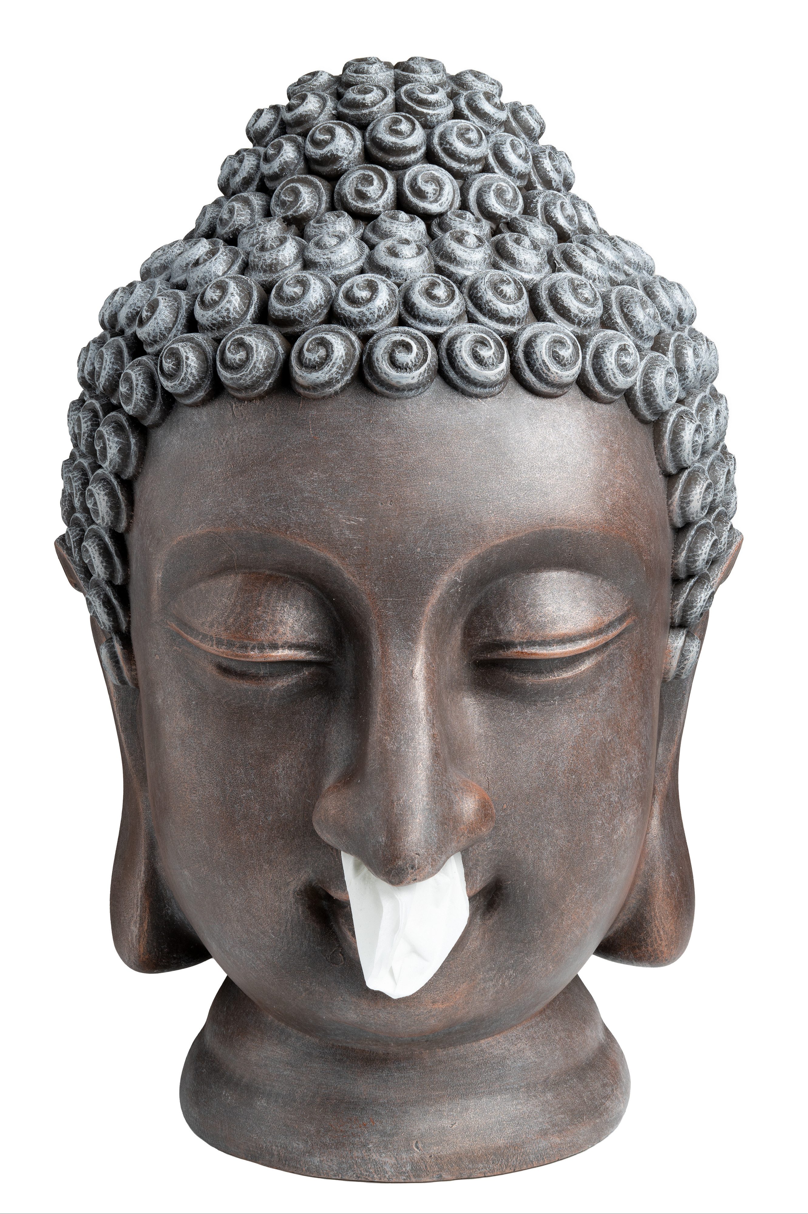 NEUSTEIN Buddhafigur Buddha Kopf Taschentuchbox Taschentuchspender