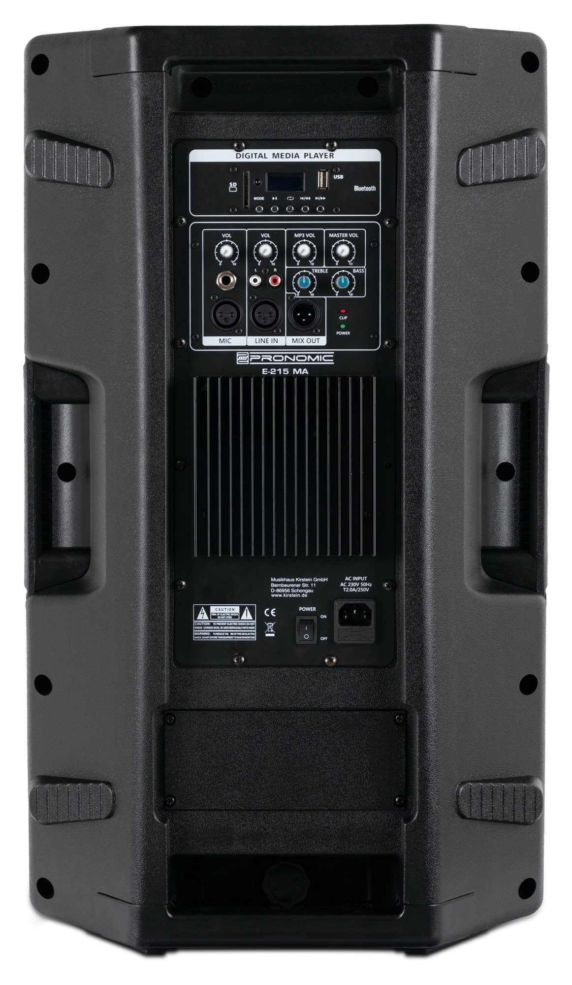 inkl. (Bluetooth, Lautsprecherstative) Stereo - 240 mit MA Lautsprecher PA-Boxen USB/SD/MP3-Player Woofer Set - 15" Pronomic Aktive E-215 W,
