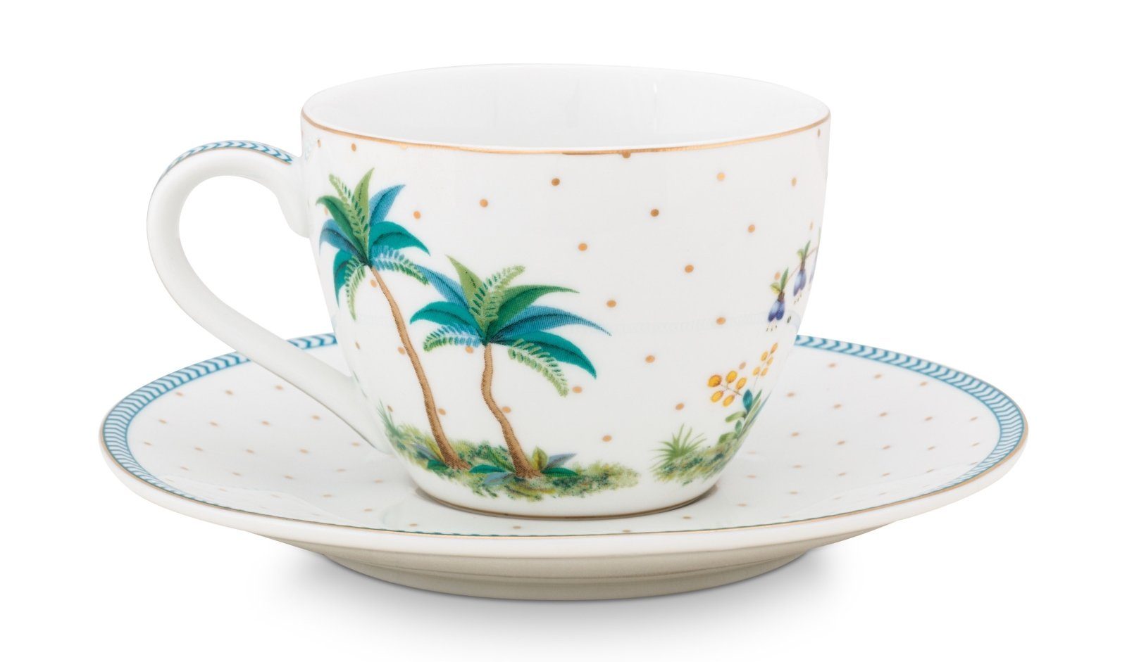 PiP Studio Espressotasse Jolie Dots Gold Espressotasse & Untertasse Set2, Porzellan, Set/2 Espresso Cups & Saucers Jolie Dots Gold 120ml