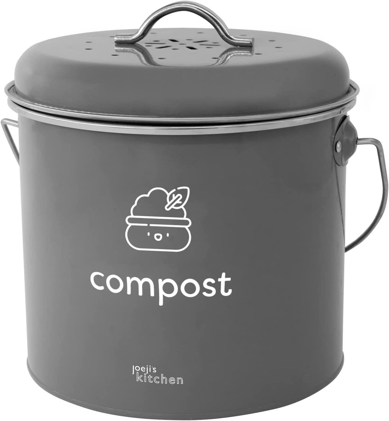JOEJI’S KITCHEN Biomülleimer Biomülleimer für die Küche Metall 3,5L Küchenkomposteimer mit Deckel