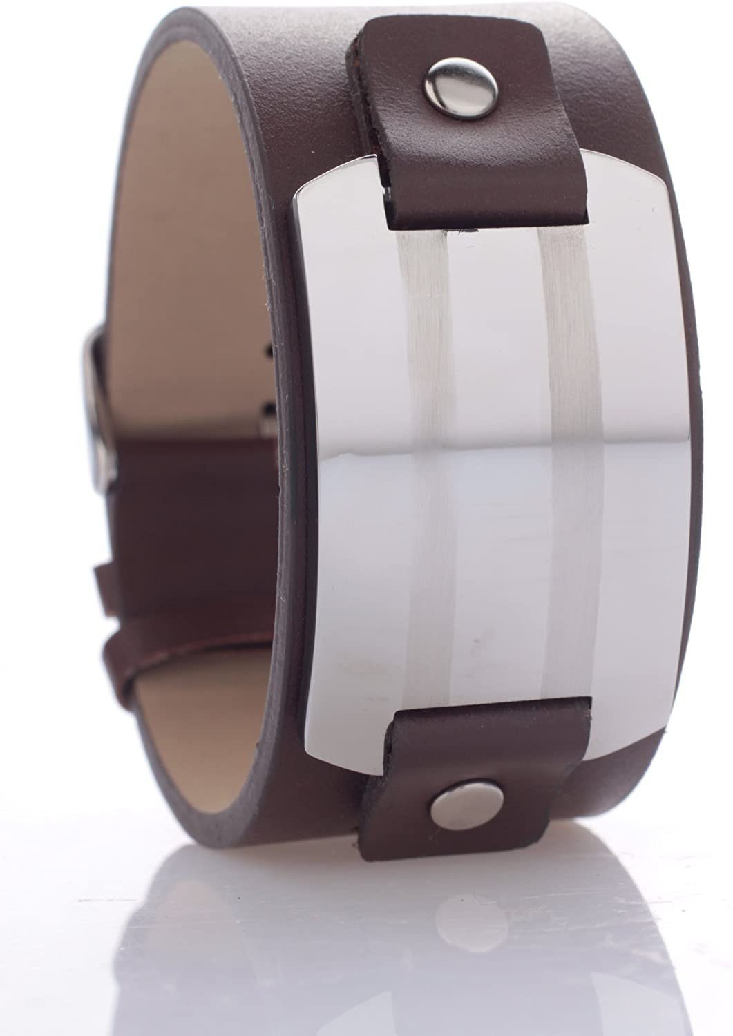 Karisma Lederarmband Karisma Leder Armband Braun Mit Edelstahl Platte Breite, 30mm - Männerschmuck