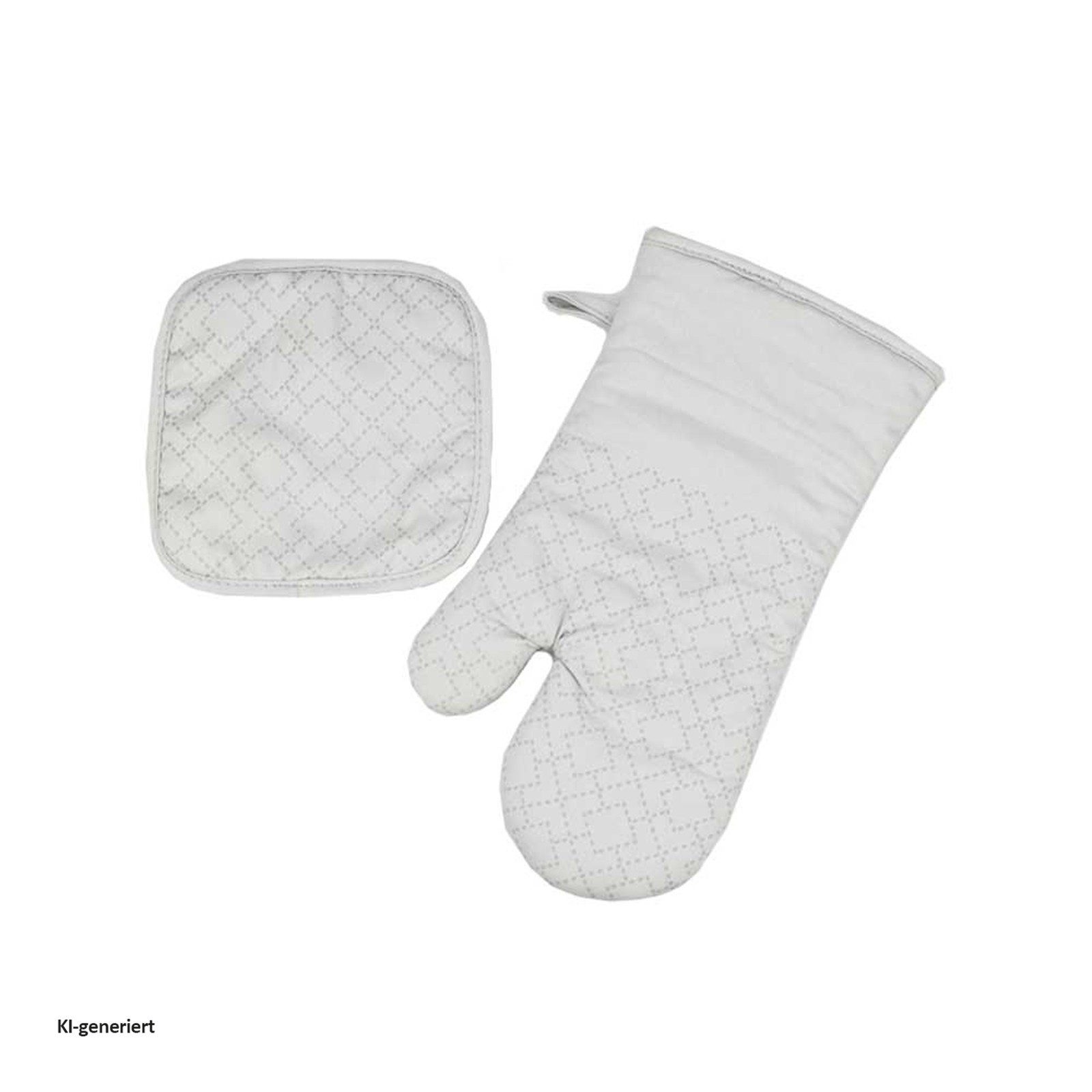 Michelino Topfhandschuhe Ofenhandschuh und Topflappen 2er-Set, (Set, 2-tlg., 1x Ofenhandschuh und 1x Topflappen)