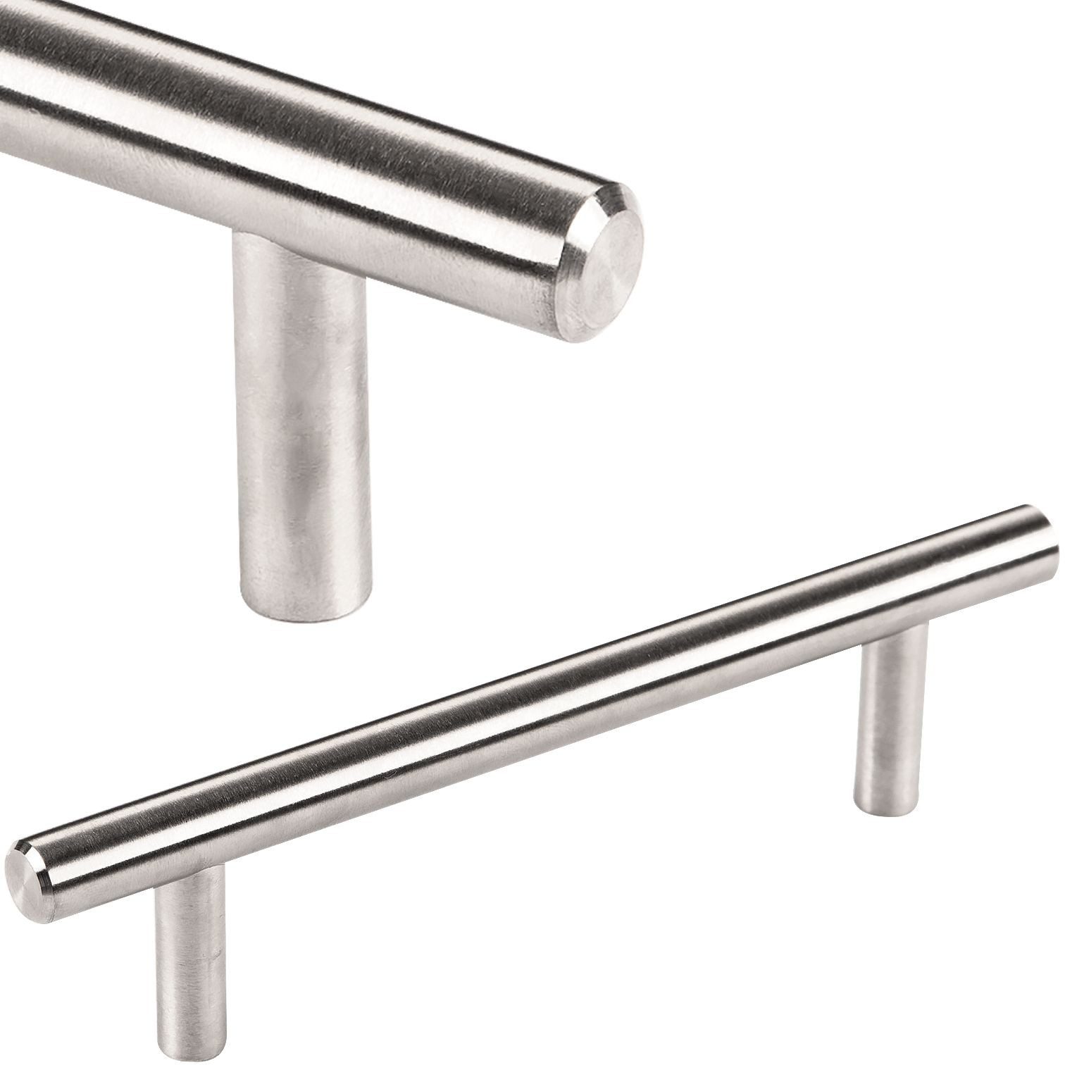 SO-TECH® Möbelgriff Stangengriff G14 echt Edelstahl massiv Ø 10 mm inkl. Schrauben, Bohrlochabstand (BA) 96 mm gebürstet Schrankgriff
