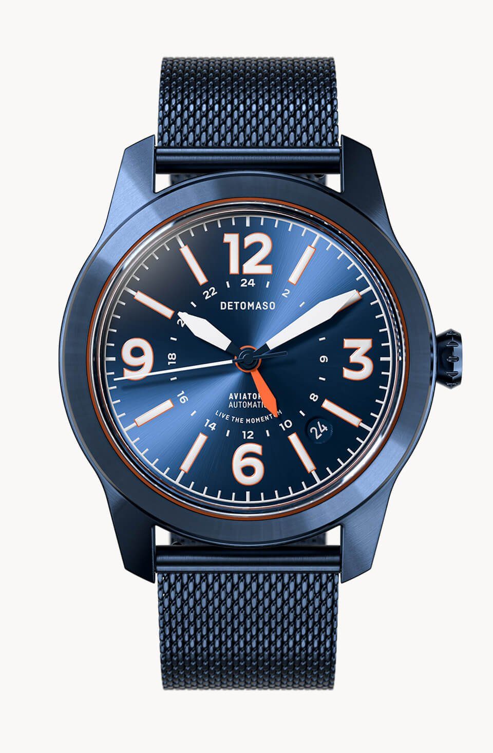 DETOMASO Automatikuhr AVIATORE AUTOMATIC GMT BLUE ORANGE