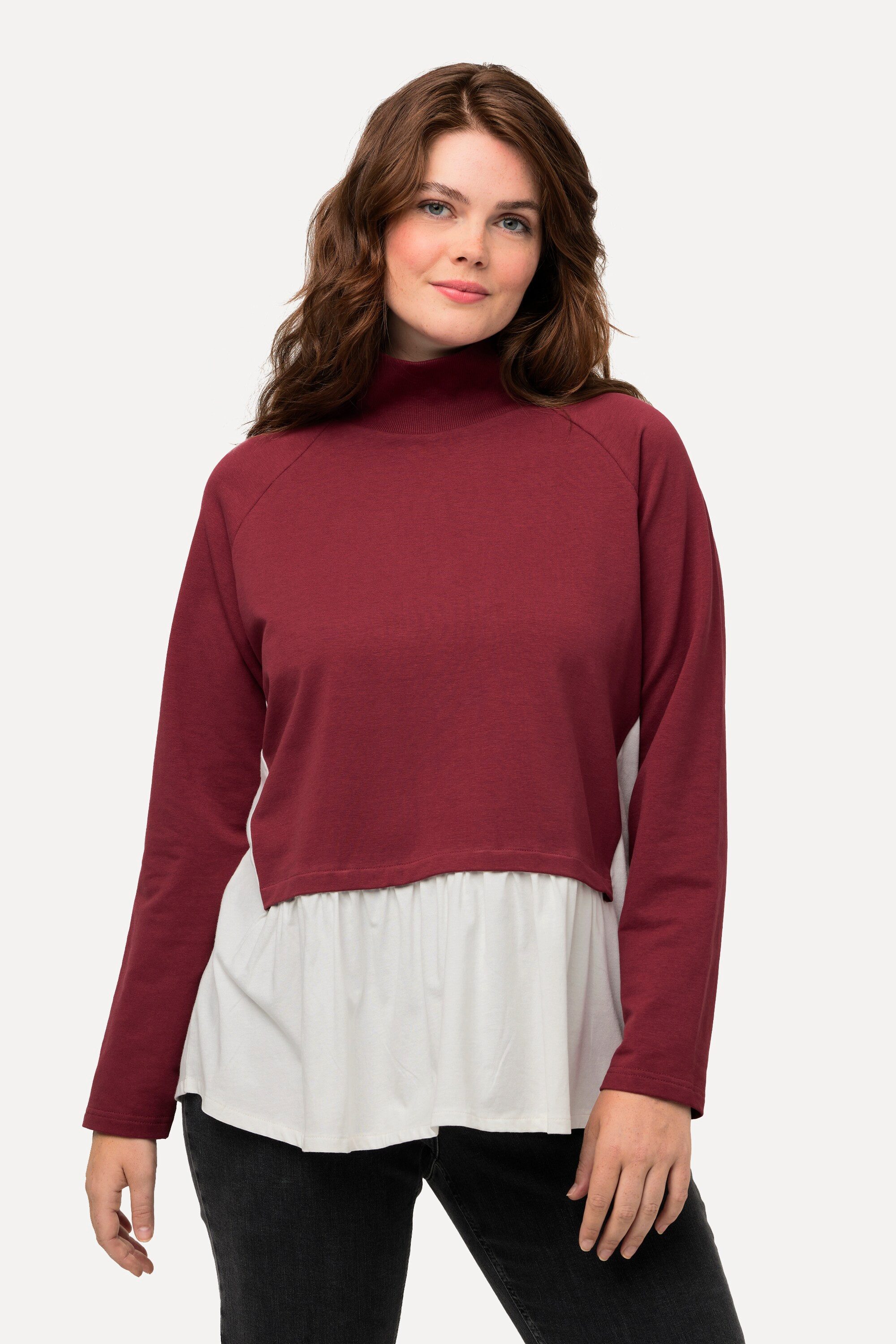 Sweatshirt Sweatshirt Lagenoptik Stehkragen Langarm