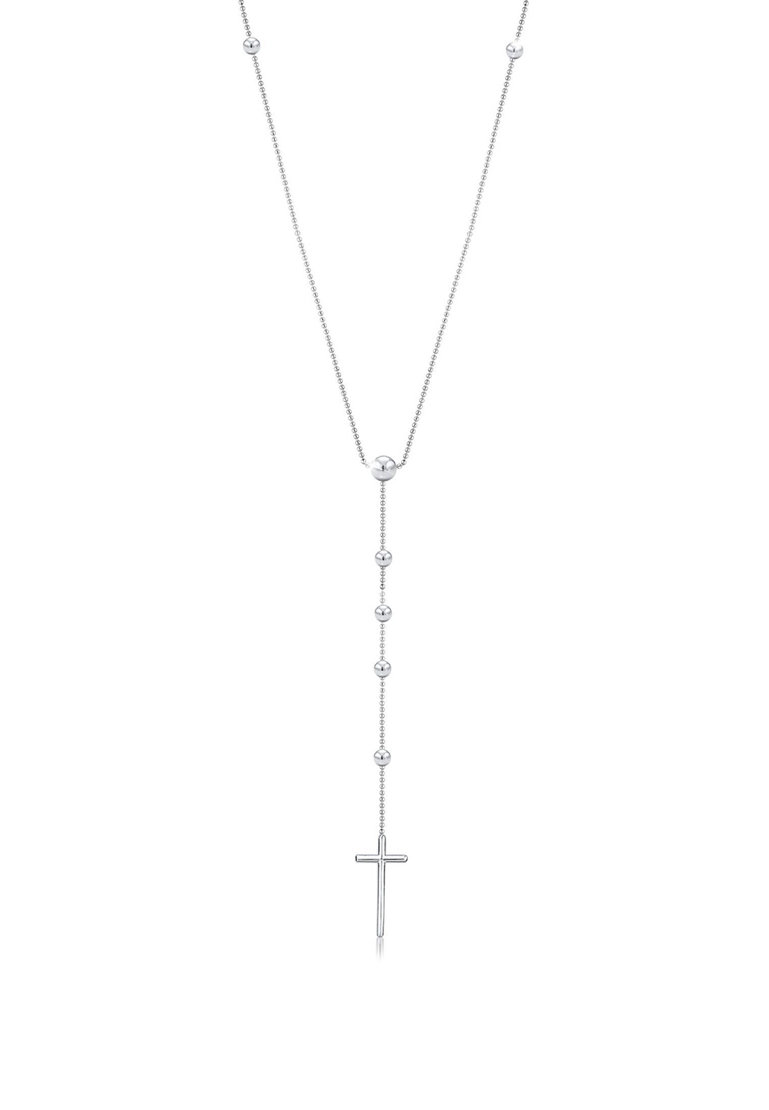 Elli Premium Kette mit Anhänger Rosenkranz Kette Kreuz Taufe Religion 925  Silber, In sehr hochwertiger Juweliersqualität gefertigt
