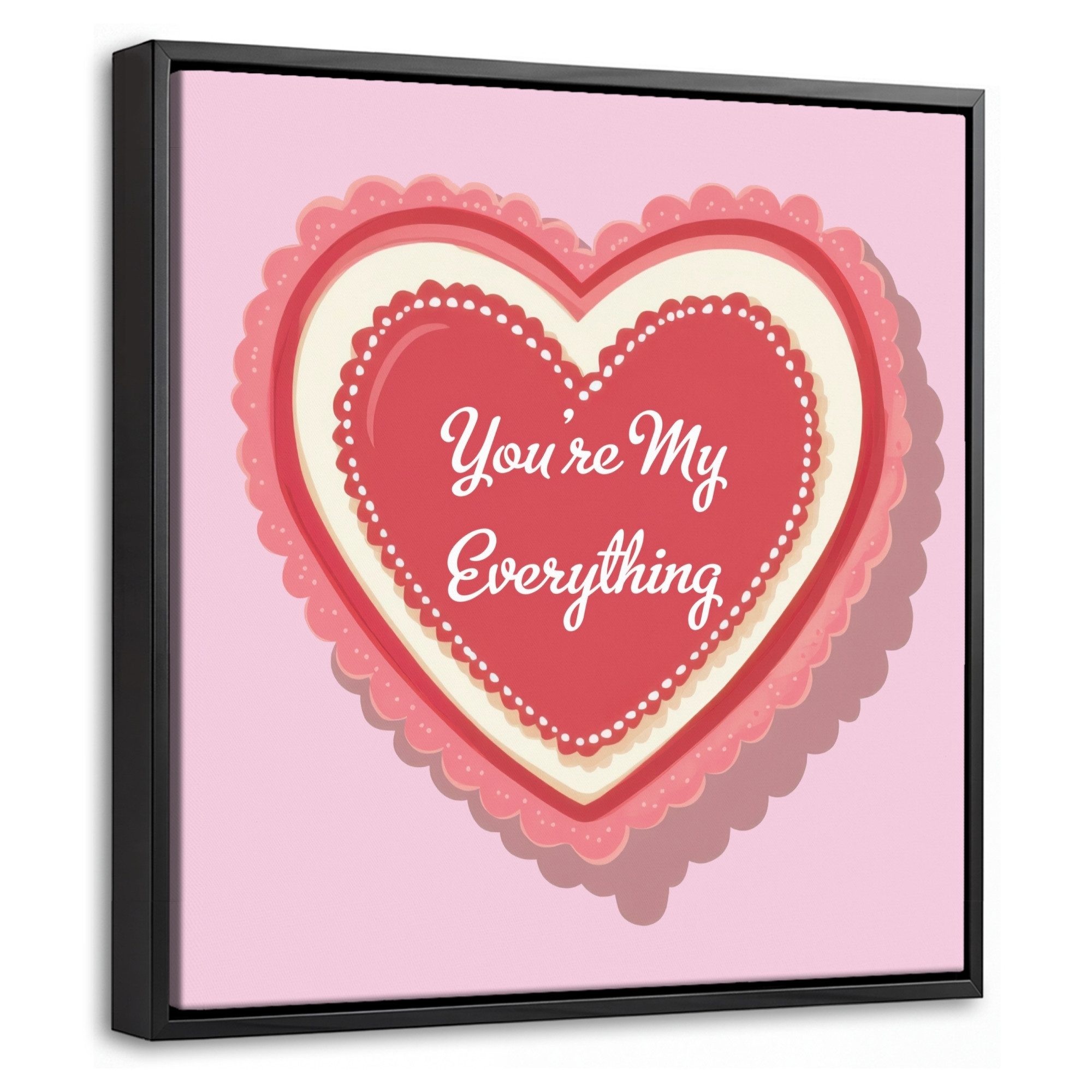 OneMillionCanvasses® Leinwandbild mit Rahmen - Liebe - Herz - Valentinstag, Fotodruck (1 St), Leinwand Bilder Klein, Wand Dekoration Aesthetic 20x20cm