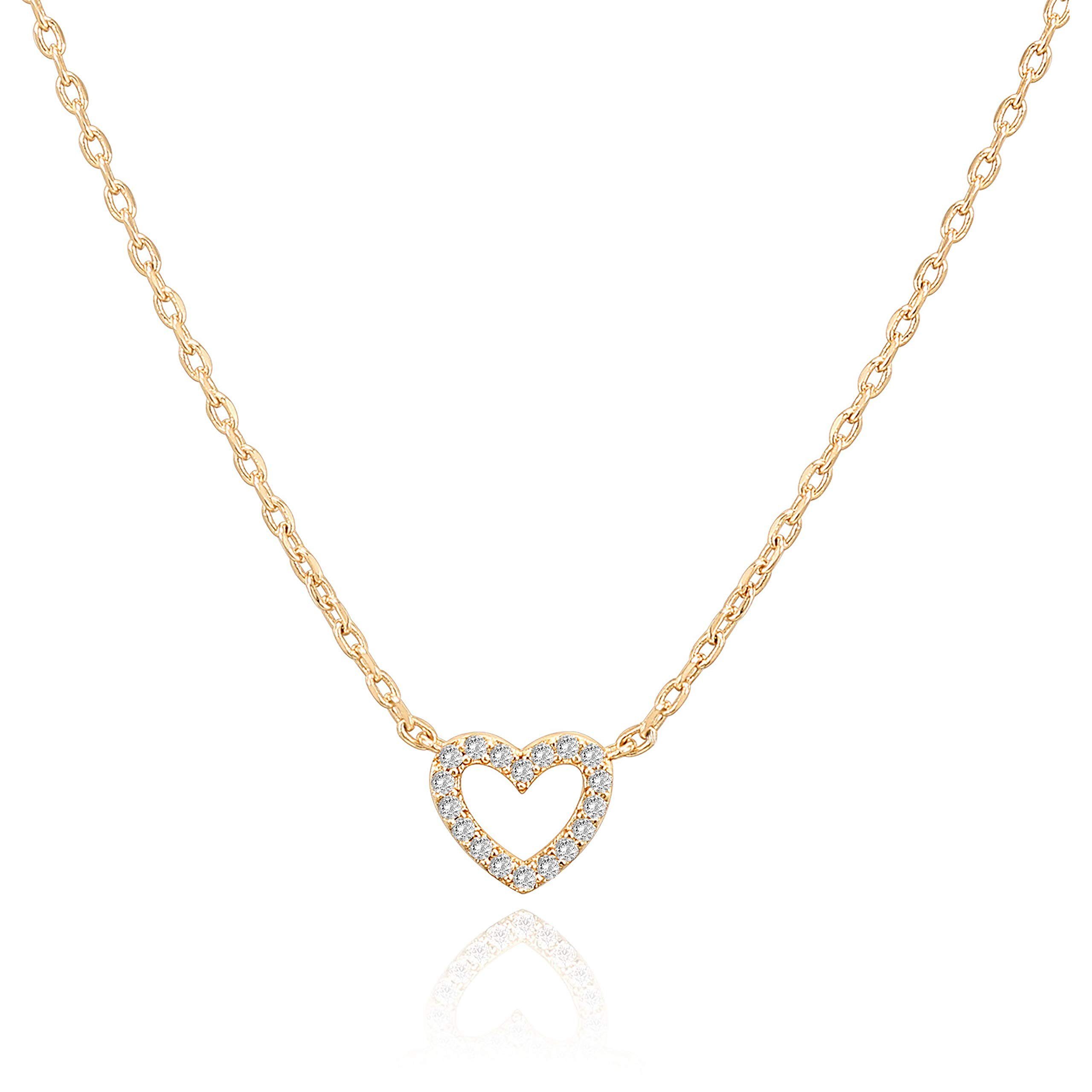 Haiaveng Edelstahlkette Herz-Halskette, Nette zierliche Liebesanhänger-Halsketten für Frauen Gold