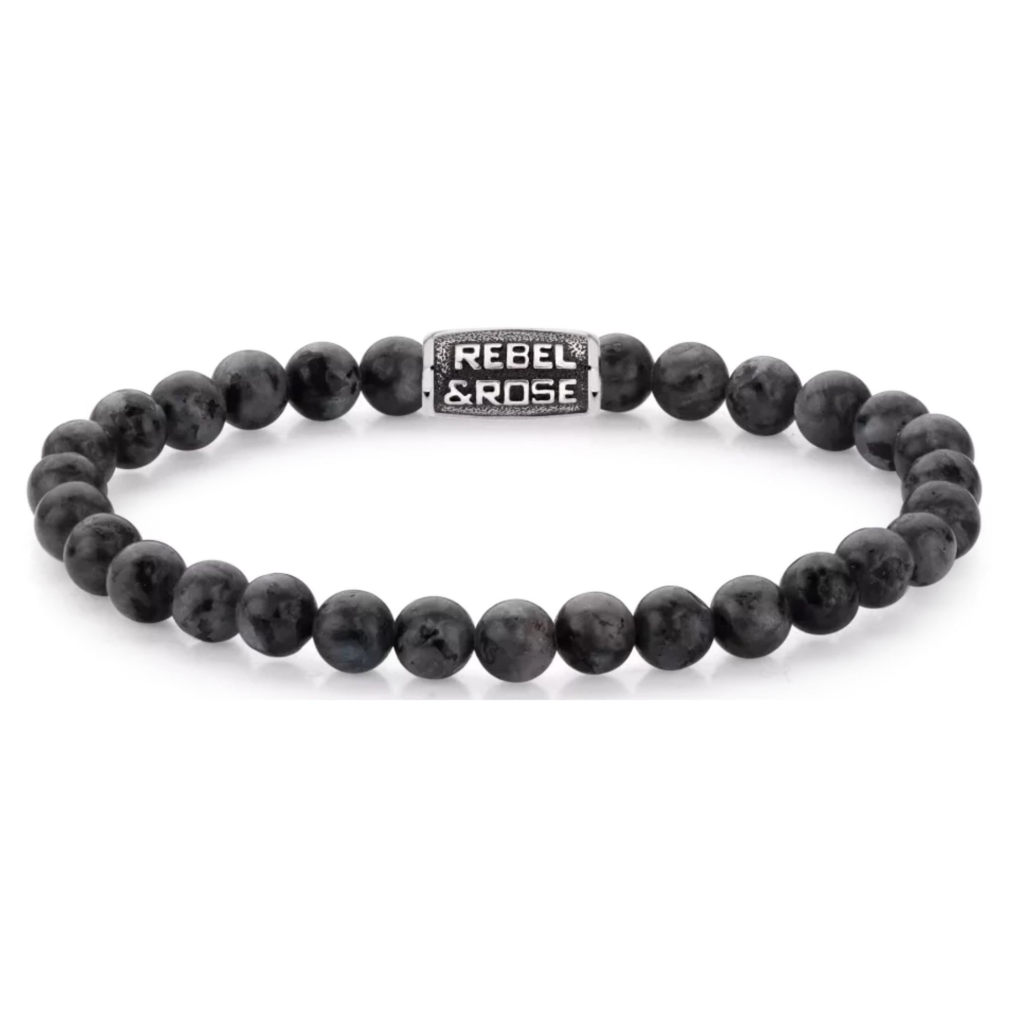 Rebel & Rose Armband Armband aus 6mm schwarzen Larvikit-Edelsteinen