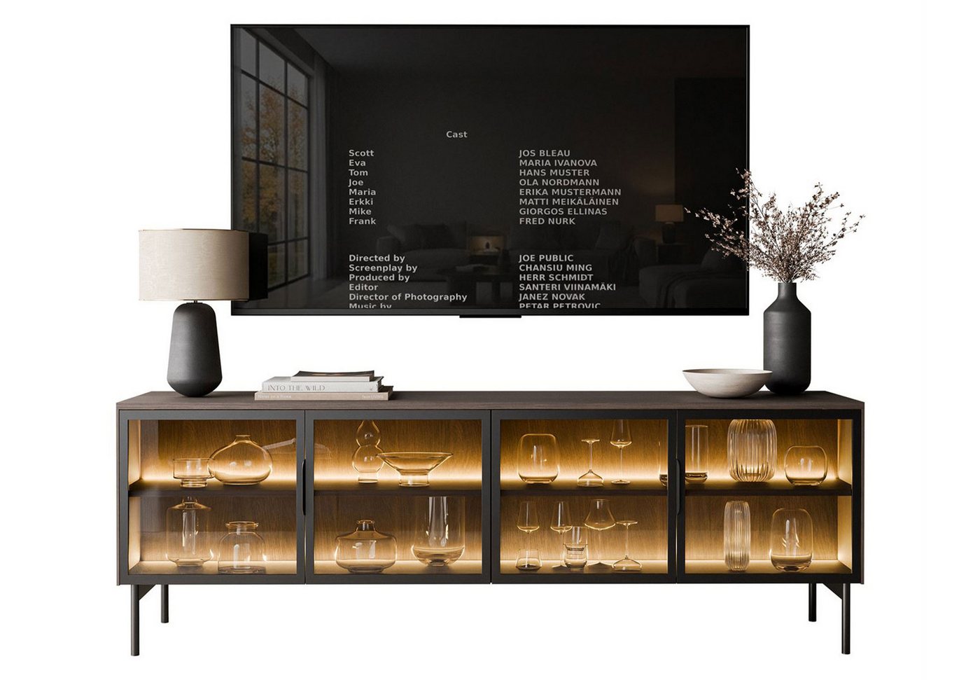 Lookway TV-Schrank LINEA LOFT mit LED-Beleuchtung Breite: 181 cm Höhe: 62 cm Tiefe: 39 cm