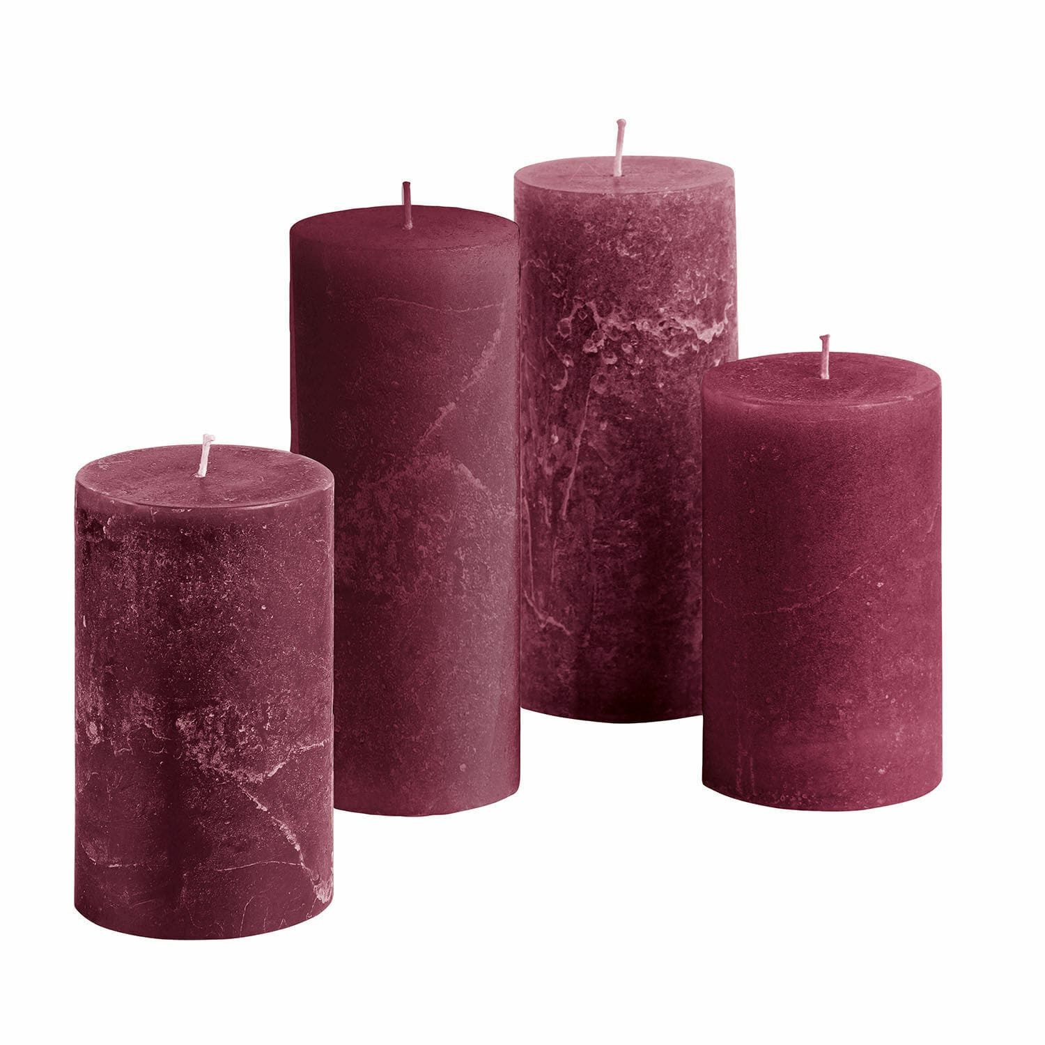 Mirabeau Stumpenkerze Kerze 4er Set Berekua bordeaux (4er Set, 4er Set), none