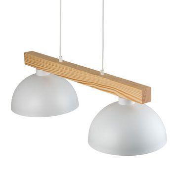 Licht-Erlebnisse Pendelleuchte HIMO, ohne Leuchtmittel, Balken Weiß E27 Metall Holz Skandinavisch für Esstisch
