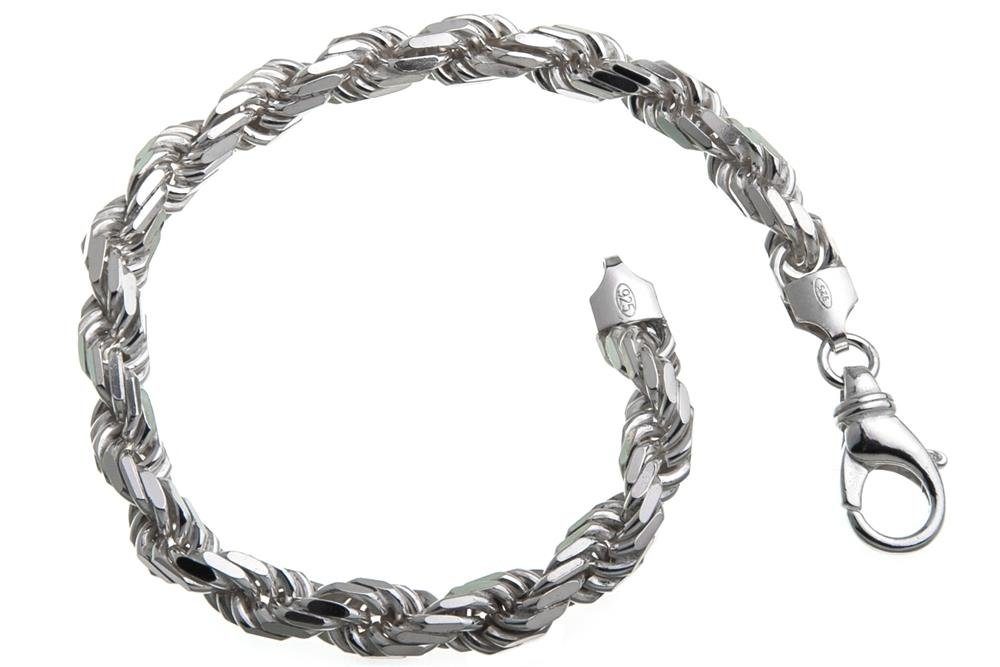 Silberarmband Kordelkette Armband 6,5mm - 925 Silber, Länge wählbar von 16-25cm