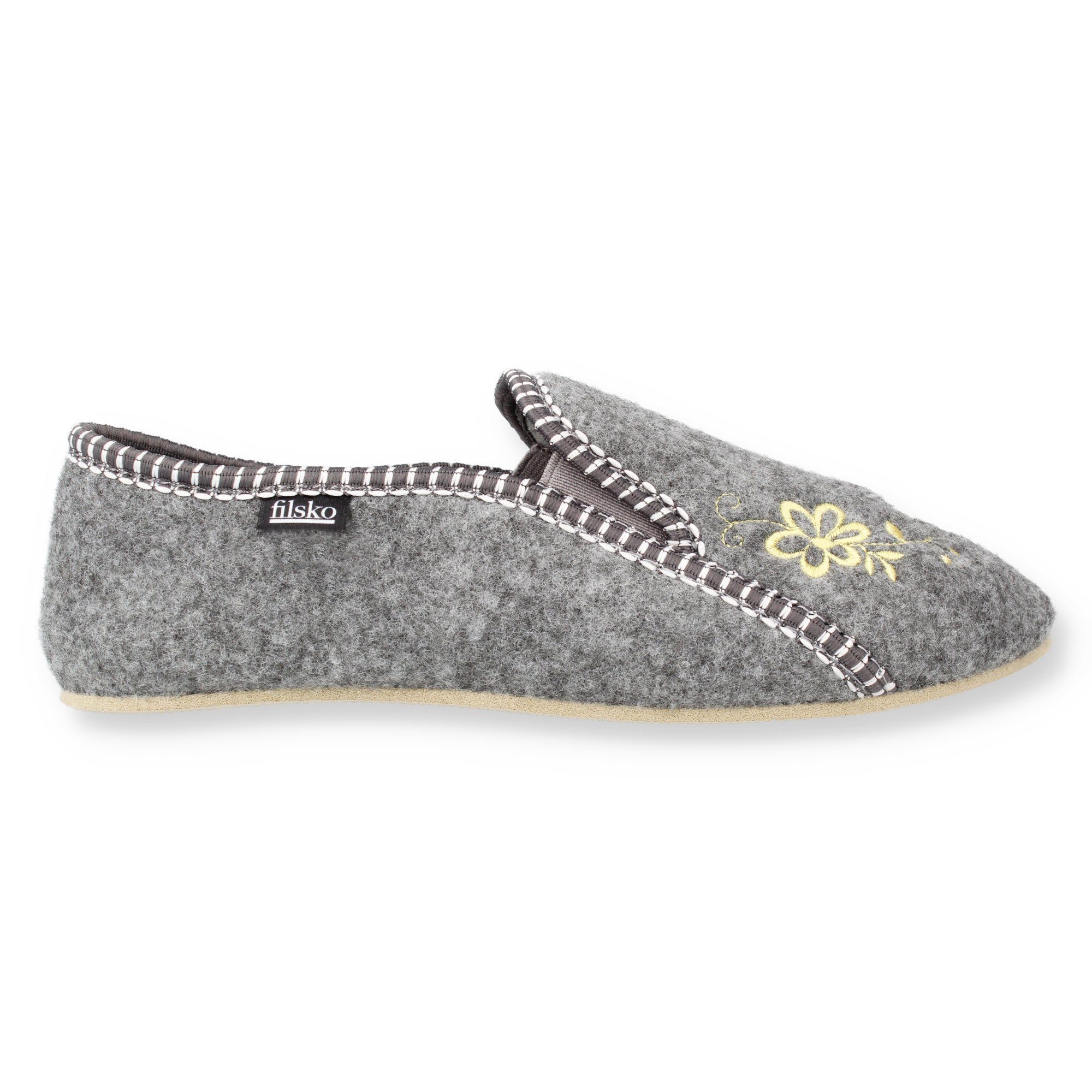 filsko Rosendaal Damen Ballerina Hausschuh mit Stickereien